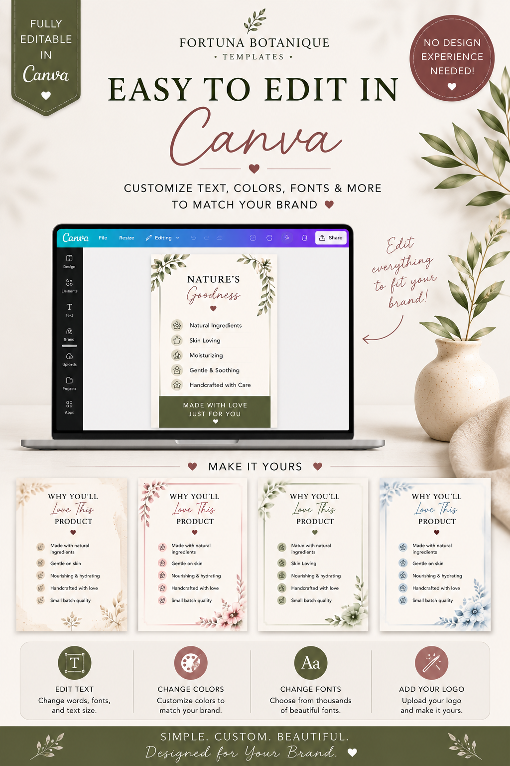 Luxury Product Benefit Card Templates | Editable Canva Benefit & Feature Cards for Small Businesses (Instant PDF Download)