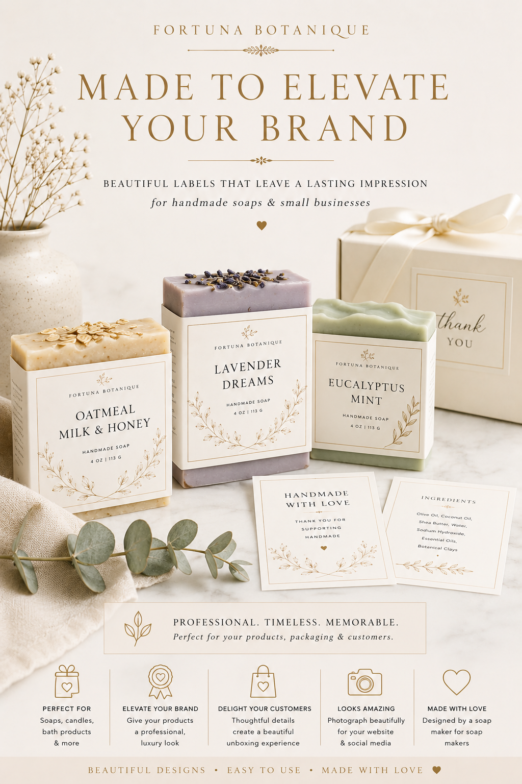 Luxury Soap Label Templates | Editable Printable Branding Labels for Handmade Soap Packaging