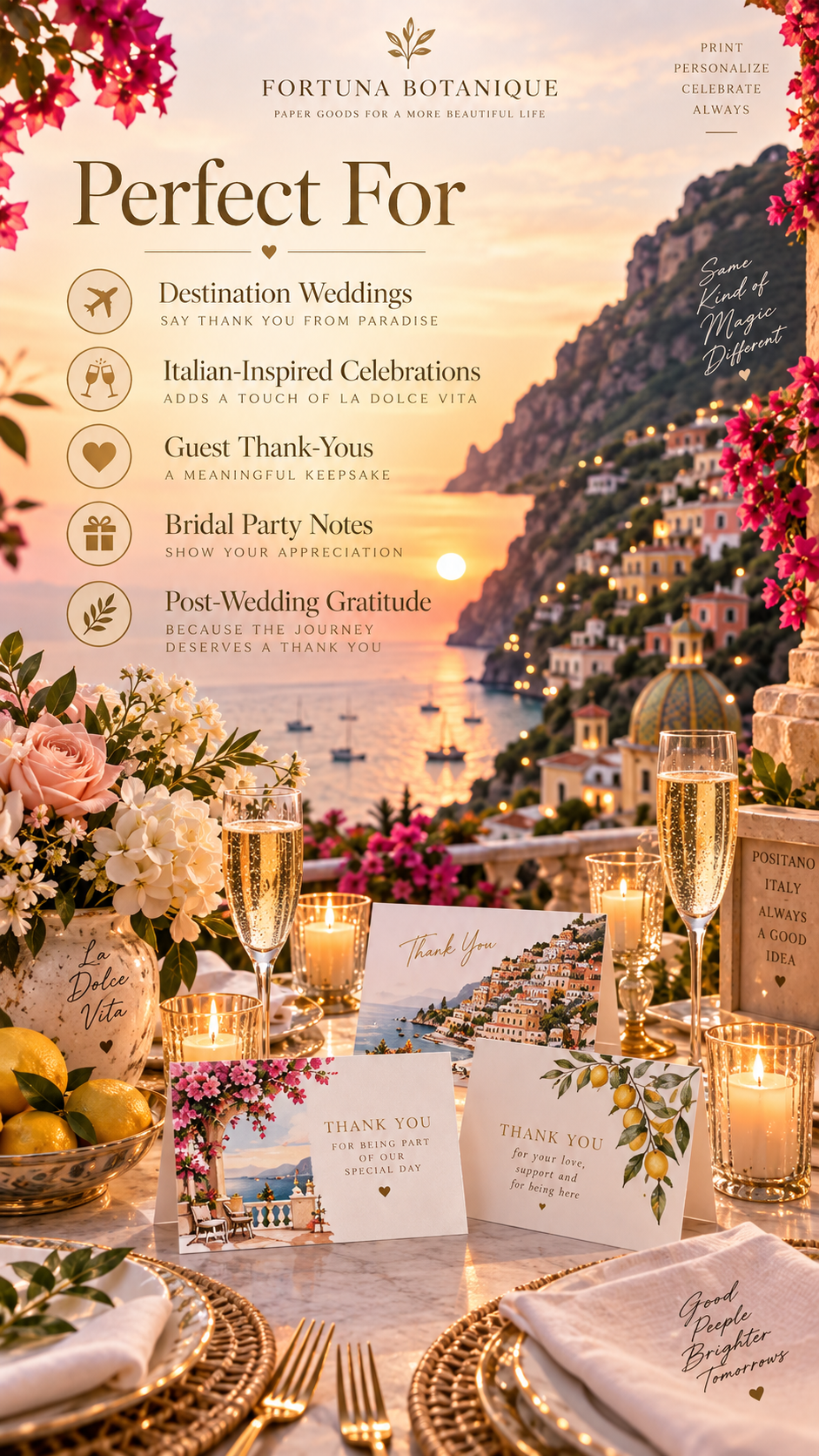Positano Wedding Thank You Cards | 50 Printable Italian Wedding Cards
