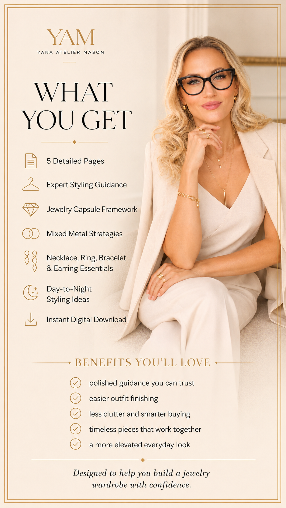 How to Build a Jewelry Capsule | Elegant Jewelry Styling Guide | Digital Fashion Guide | Yana Atelier Mason
