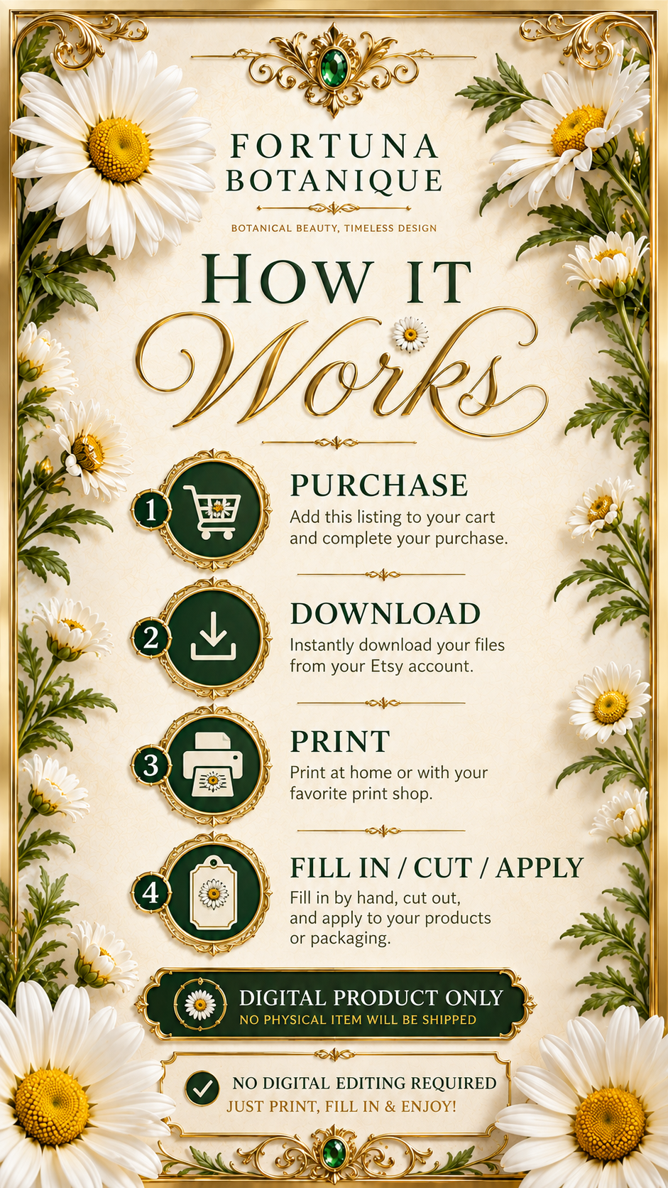 Daisy Printable Fill-In Labels | 50 Small Business Product & Packaging Labels