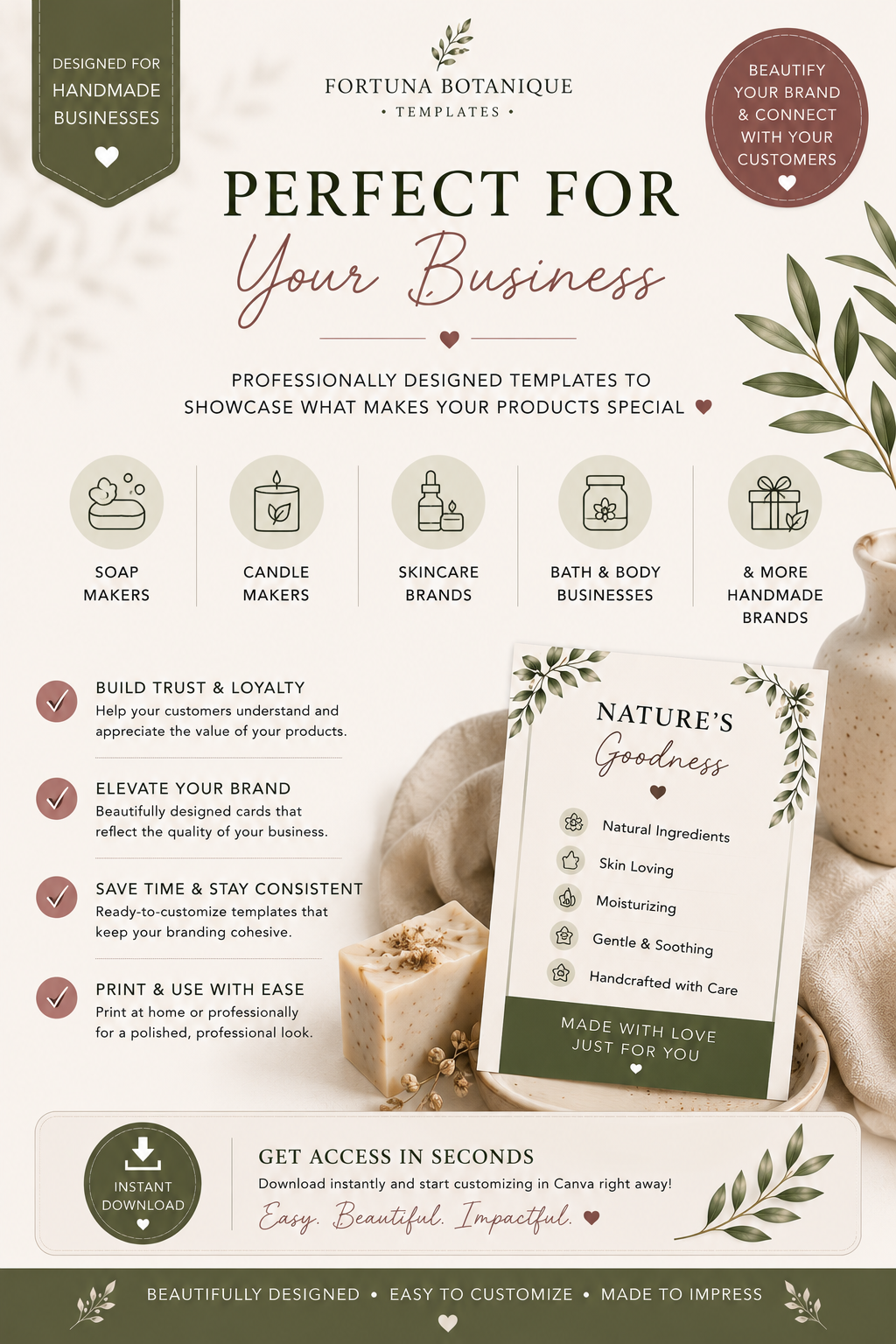 Luxury Product Benefit Card Templates | Editable Canva Benefit & Feature Cards for Small Businesses (Instant PDF Download)
