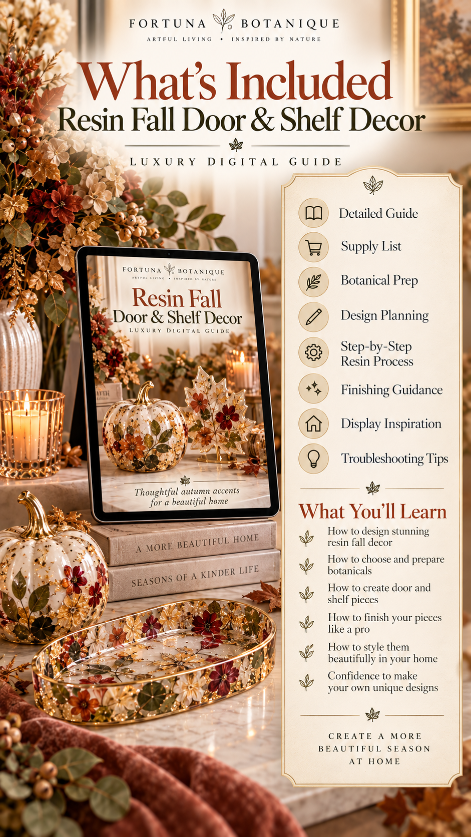 Resin Fall Door & Shelf Decor Tutorial | Botanical Epoxy Resin Guide