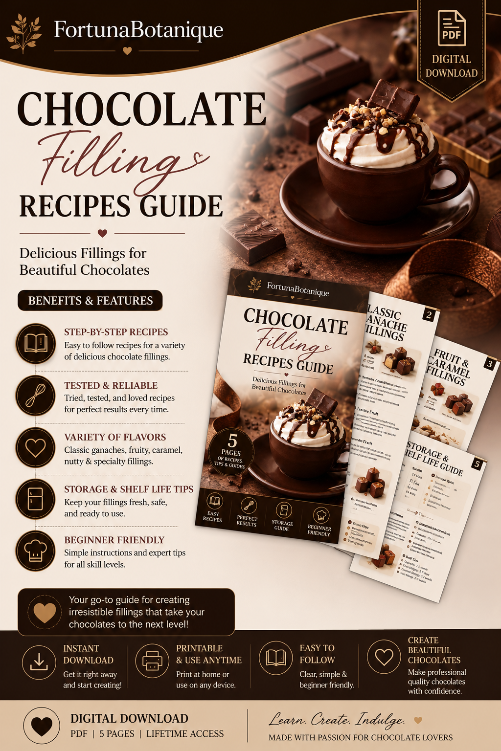 Luxury Chocolate Filling Recipes Guide | Premium Ganache, Caramel & Chocolate Filling Masterclass (Instant PDF Download)