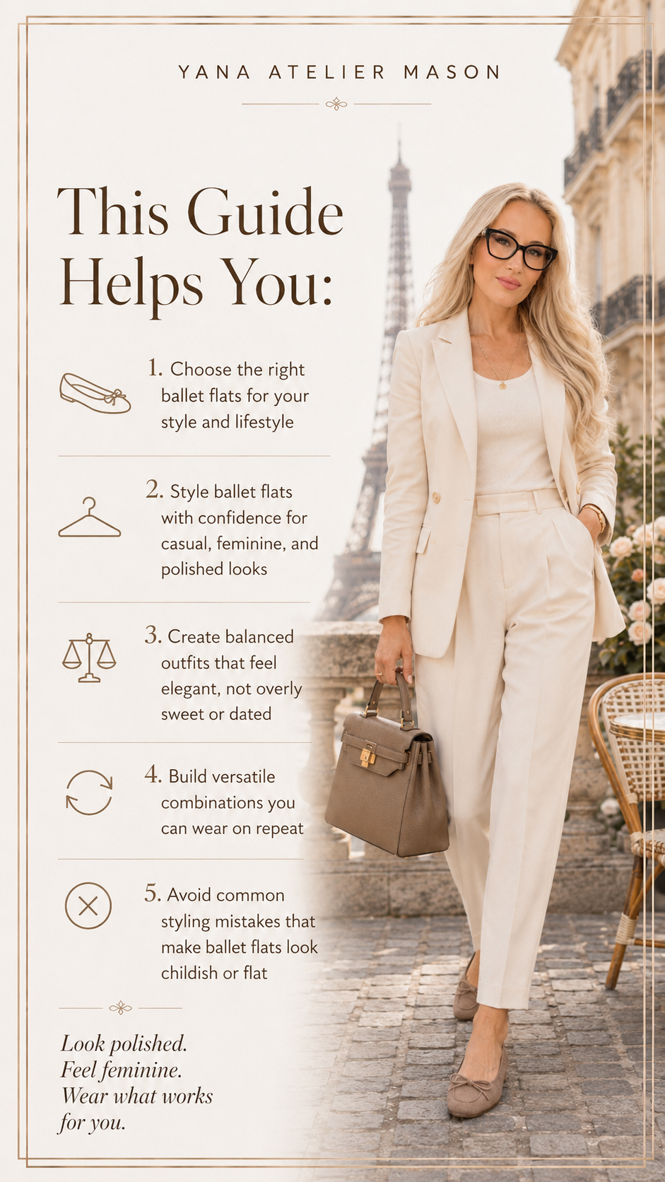 How to Style Ballet Flats | Women’s Fashion Style Guide | Parisian Outfit Ideas, Capsule Wardrobe & Timeless Feminine Style