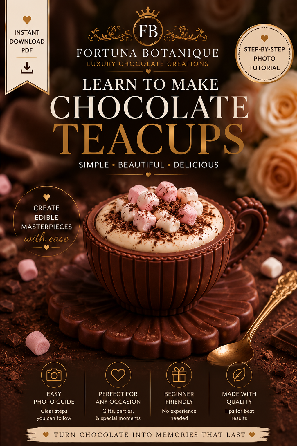Luxury Chocolate Teacup Tutorial | Instant PDF Guide | Handmade Chocolate Cup Masterclass