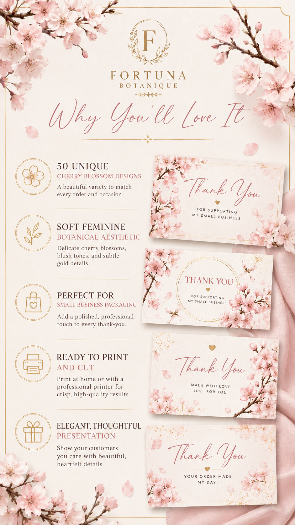 Luxury Hydrangea Printable Thank You Cards | 50 Small Business Cards