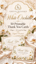 Luxury White Orchid Printable Thank You Cards | 50 Small Business Cards