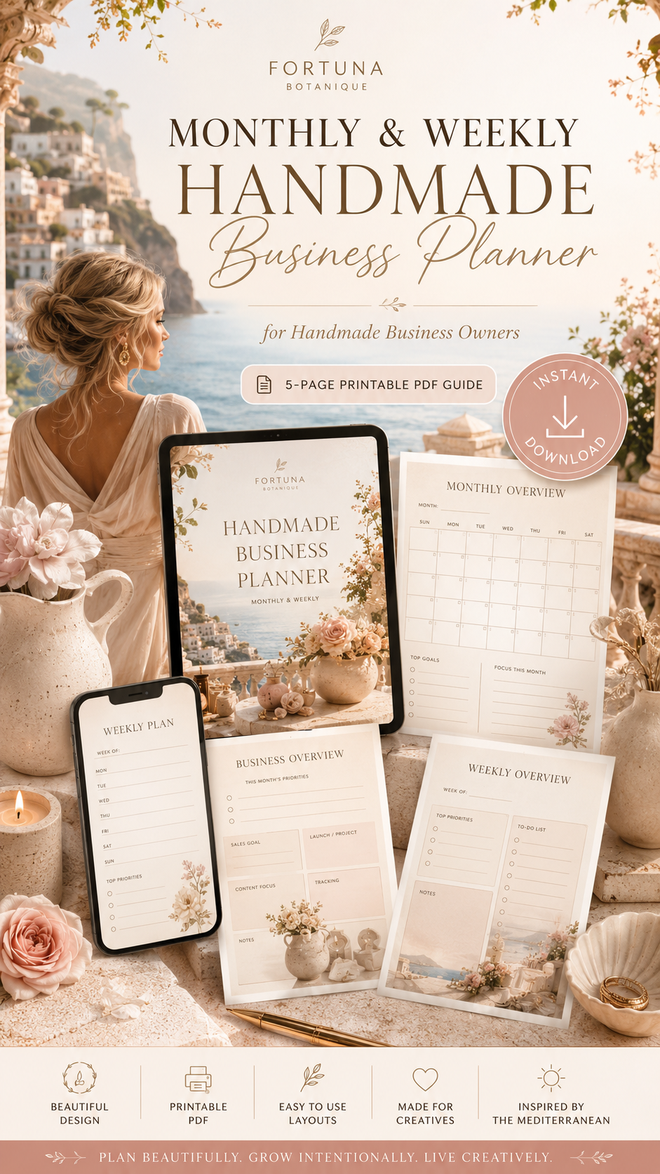 Monthly & Weekly Handmade Business Planner | Printable PDF