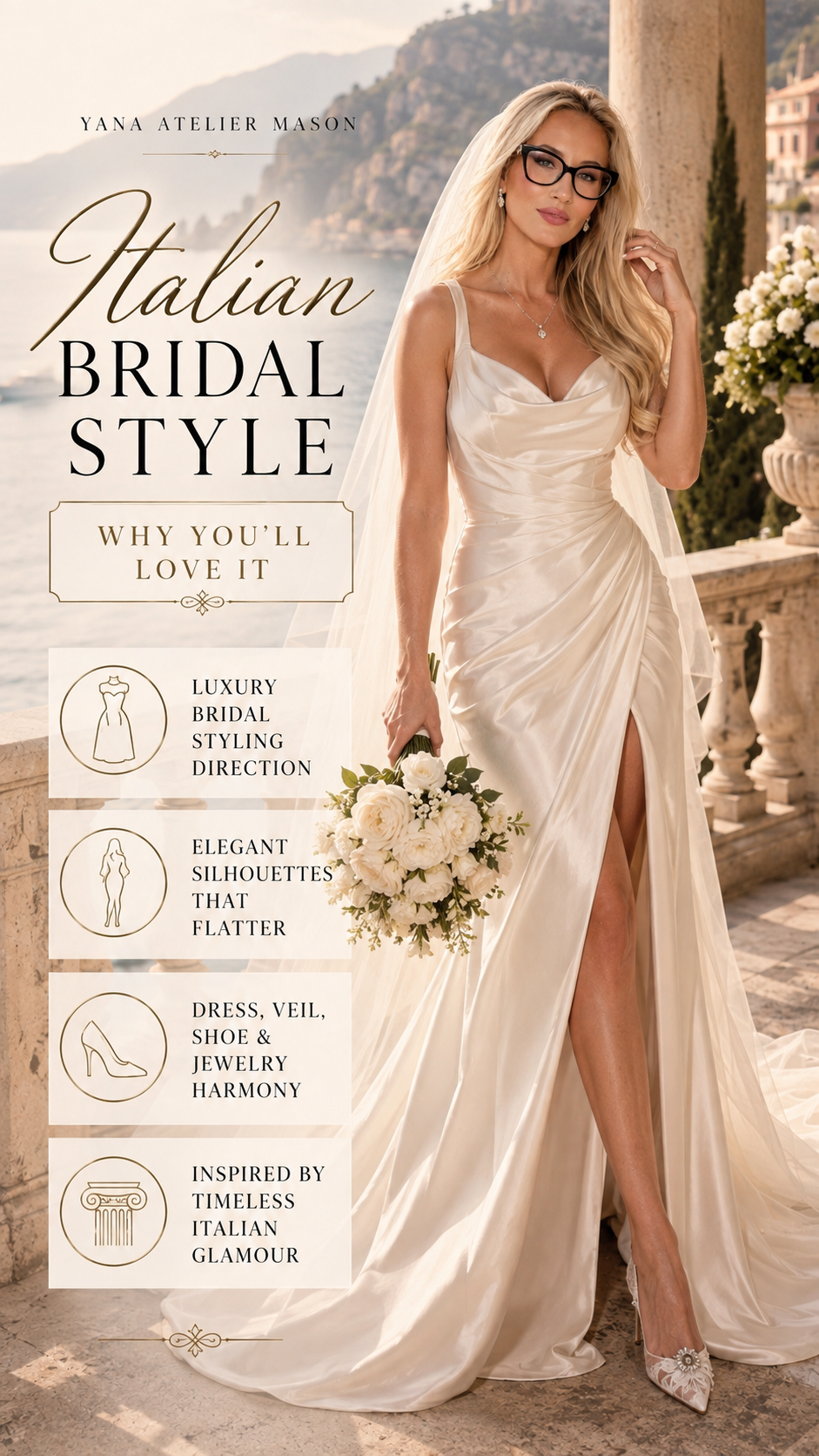 Italian Bridal Style Guide | Luxury Wedding Dress, Veil & Bridal Styling