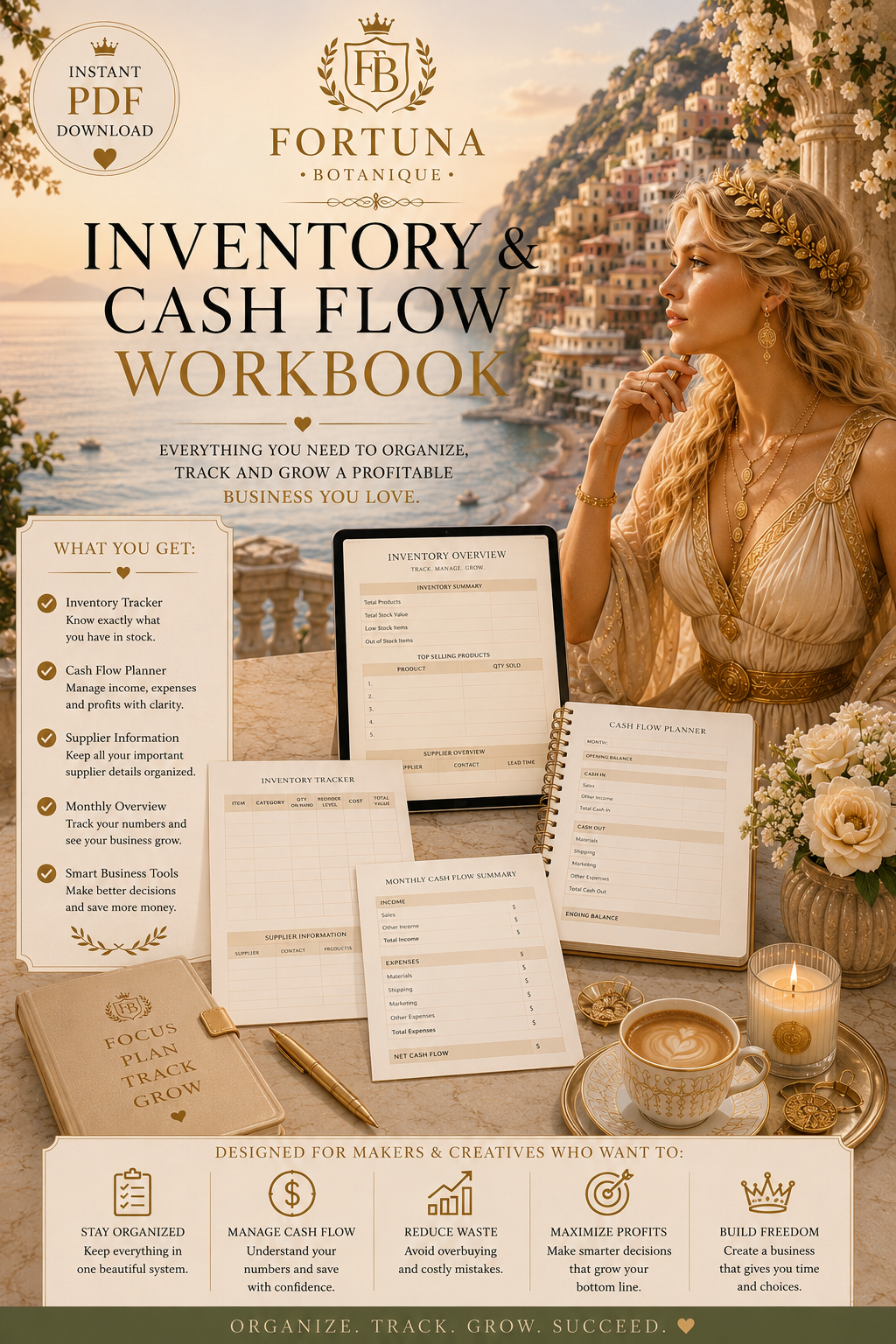 Inventory & Cash Flow Workbook for Small Business | Financial Planning Spreadsheet | Budget Tracker | Profit Planning PDF | Instant Download