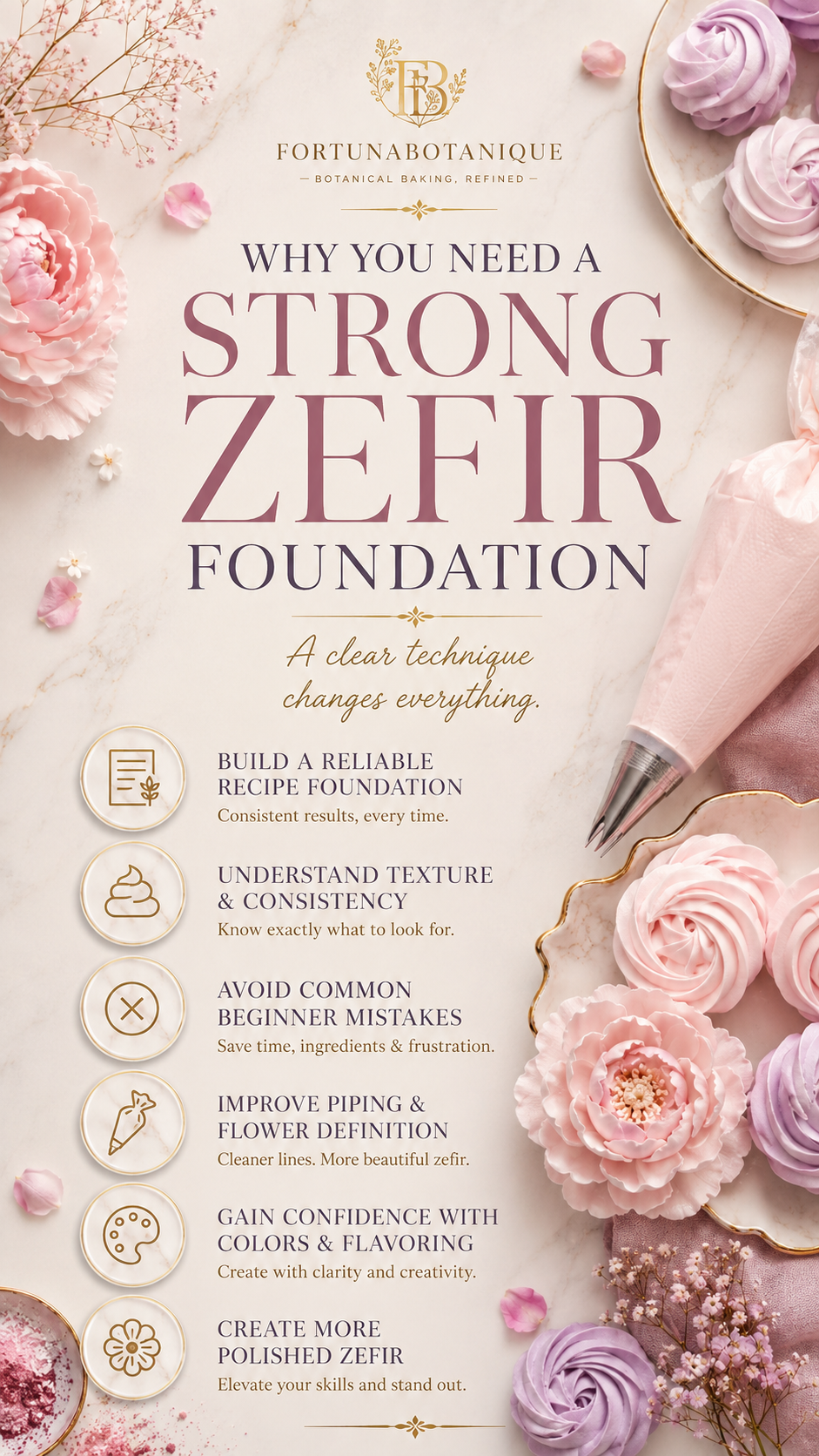 Ultimate Zefir Recipe & Technique Guide | Floral Marshmallow Recipe, Piping Basics & Troubleshooting PDF