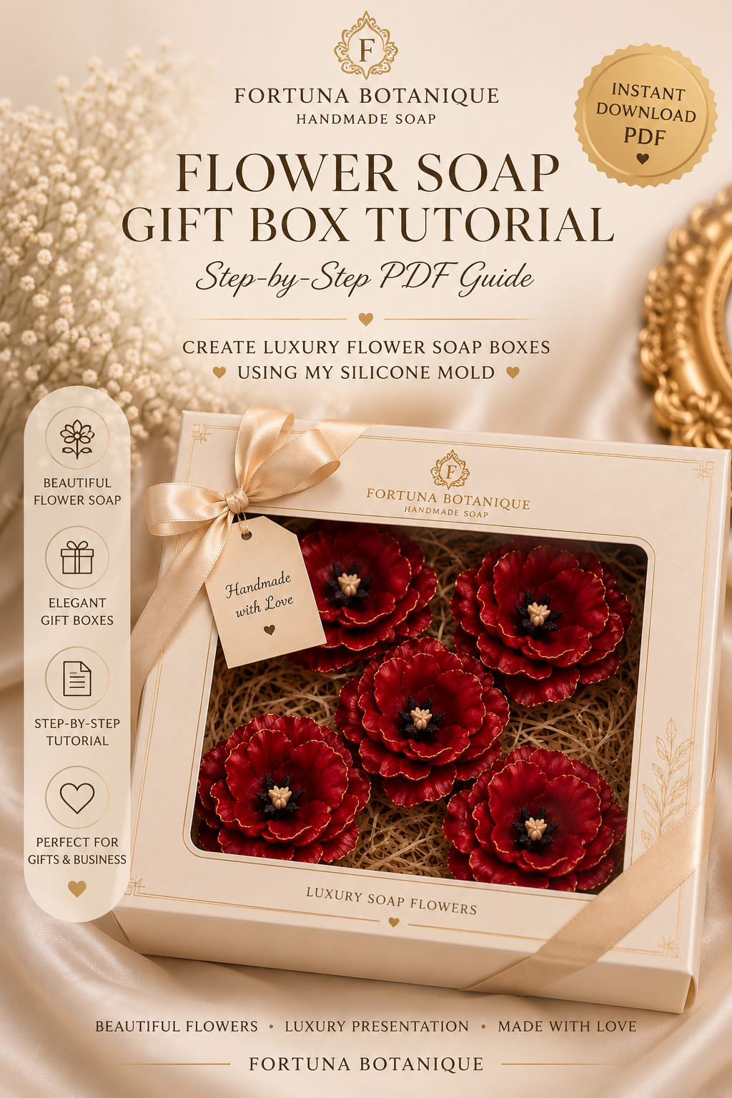 Luxury Flower Soap Gift Box Tutorial | DIY Gift Box Packaging Guide | Instant PDF Download