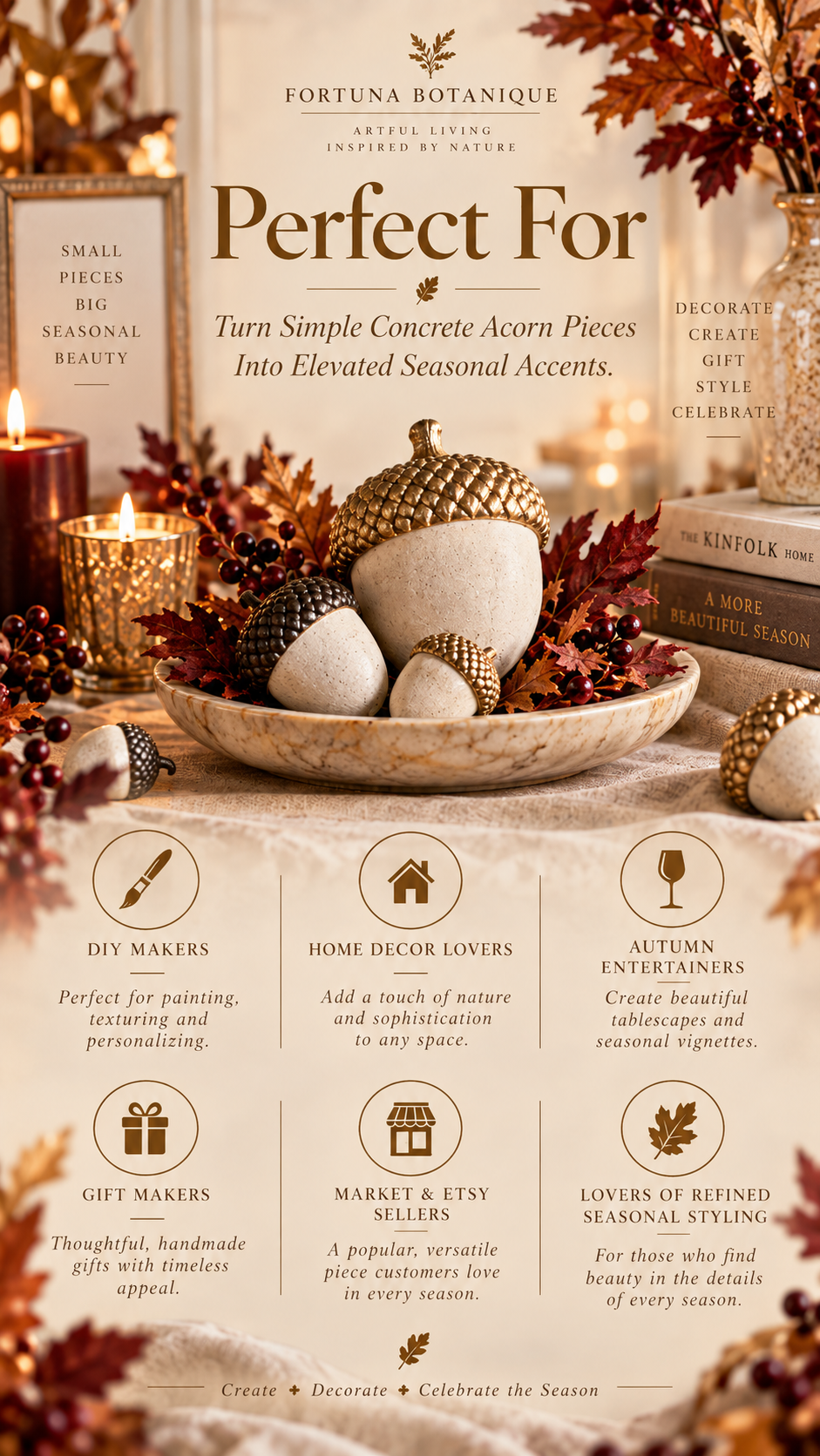 Concrete Acorn Decor Guide | DIY Fall Acorn Pieces & Seasonal Styling
