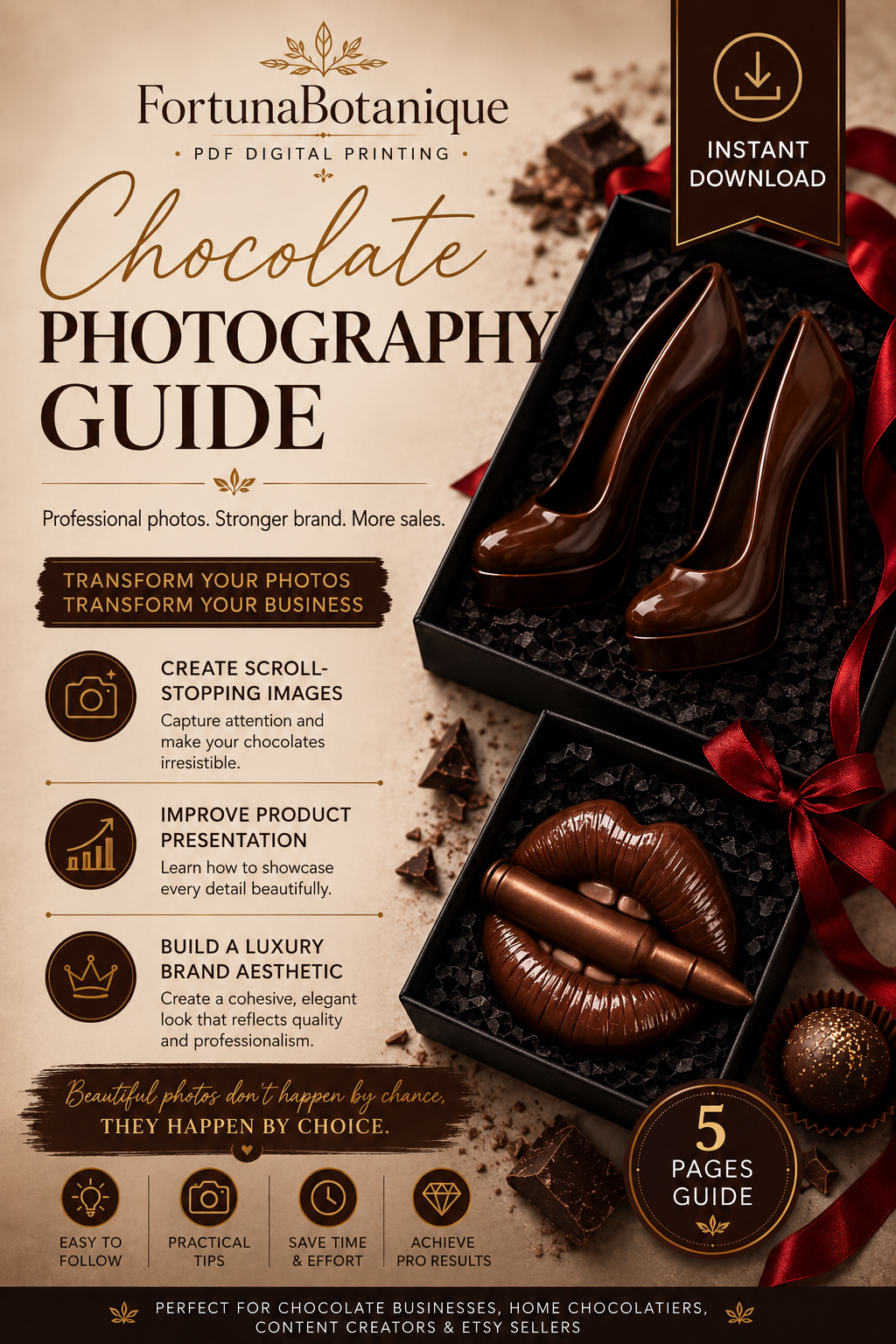 Luxury Chocolate Photography Guide | Master Product Styling, Lighting & Content Creation for Chocolate Brands (Instant PDF Download)