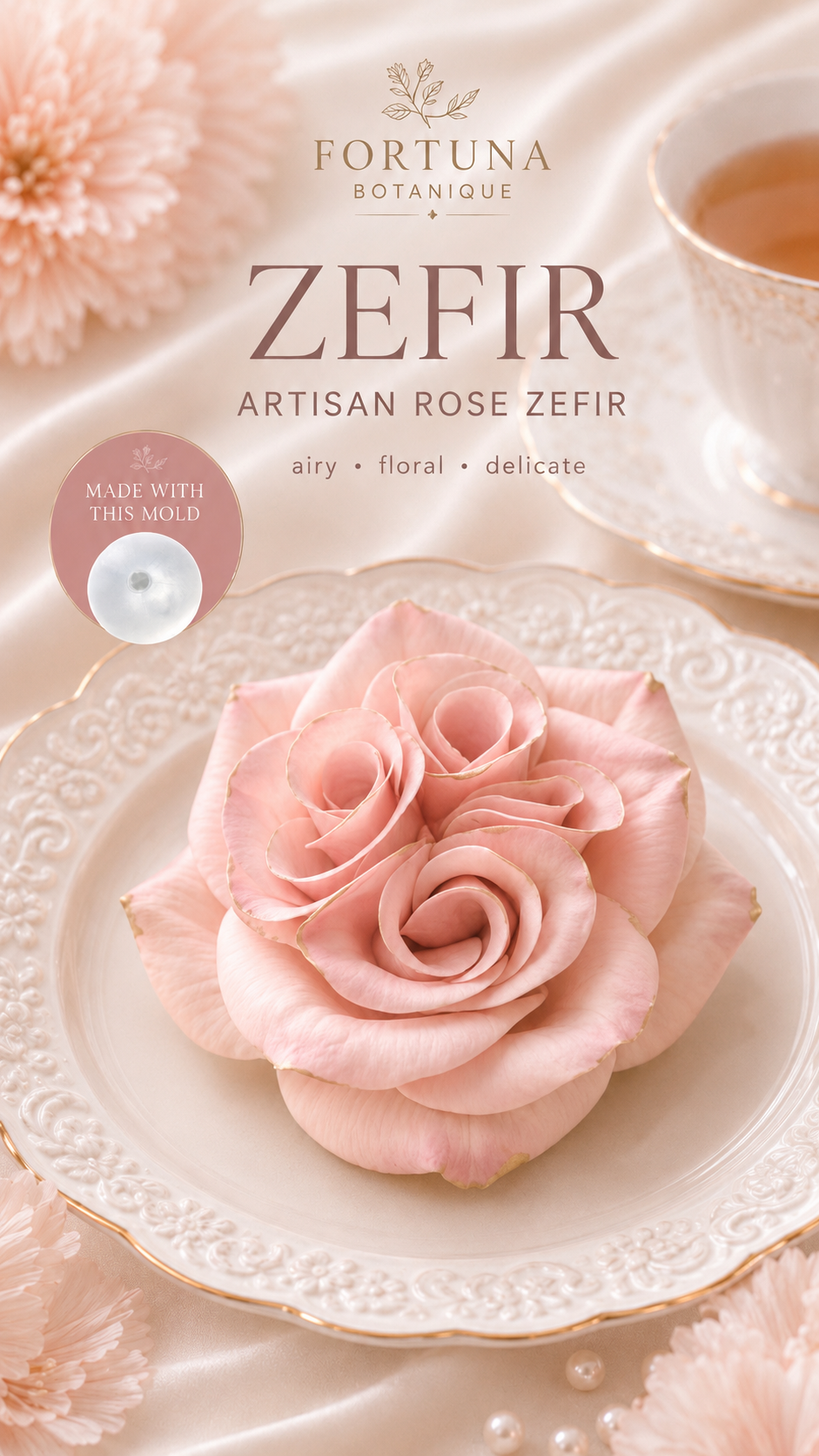 Rose Silicone Flower Mold for Soap, Candles, Resin, Chocolate & Zefir