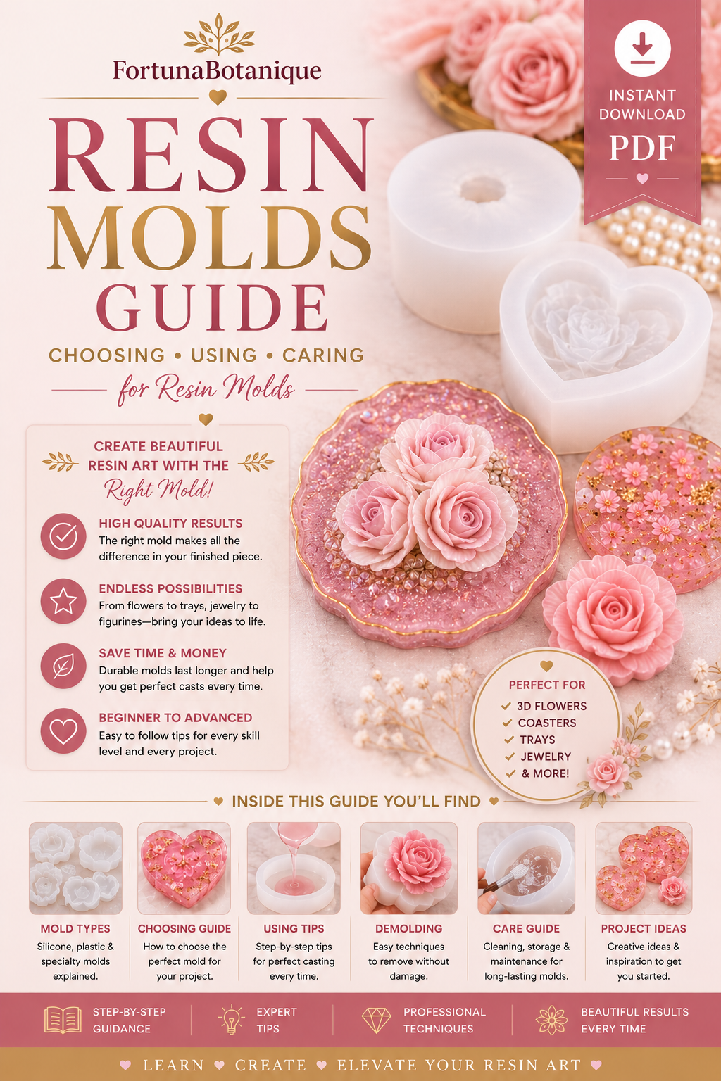 Resin Molds Guide | Choosing, Using & Caring for Silicone Resin Molds | Beginner to Advanced Instant PDF Tutorial
