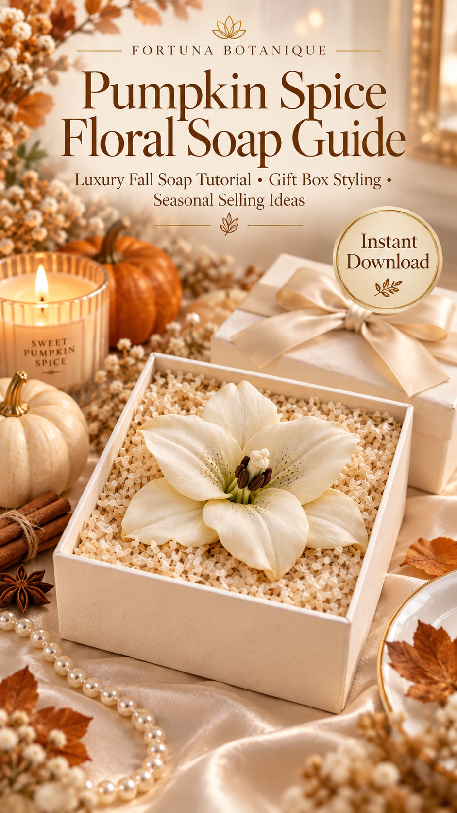 Pumpkin Spice Floral Soap Guide | Luxury Fall Soap Tutorial & Seasonal Gift Box PDF