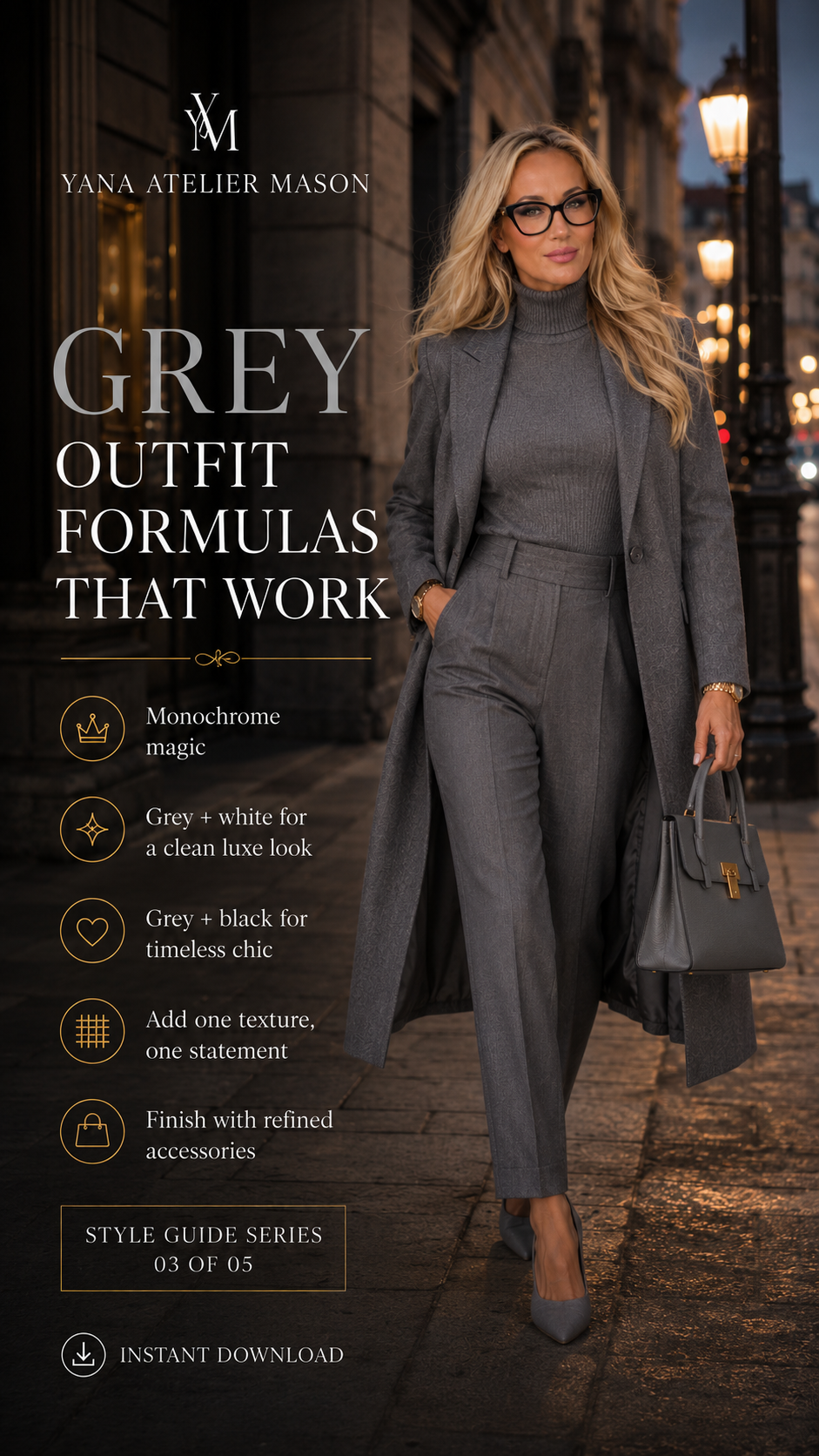 How to Wear Grey Elegantly | Women’s Luxury Style Guide PDF| Fashion Ebook