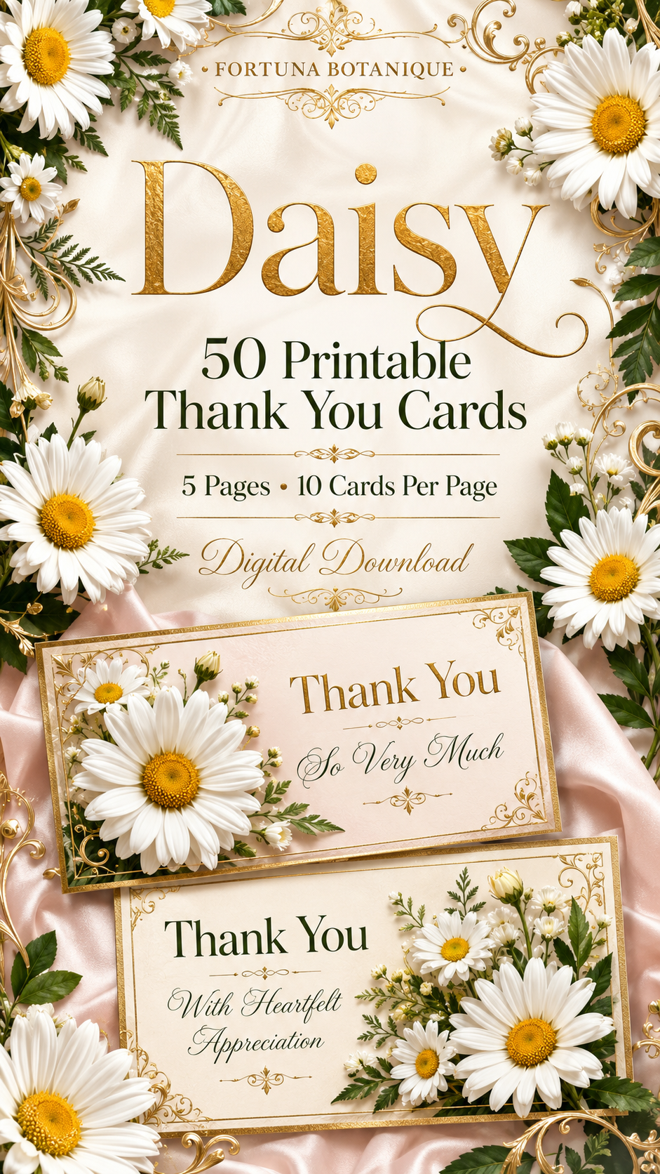 Luxury Daisys Printable Thank You Cards | 50 Small Business Cards