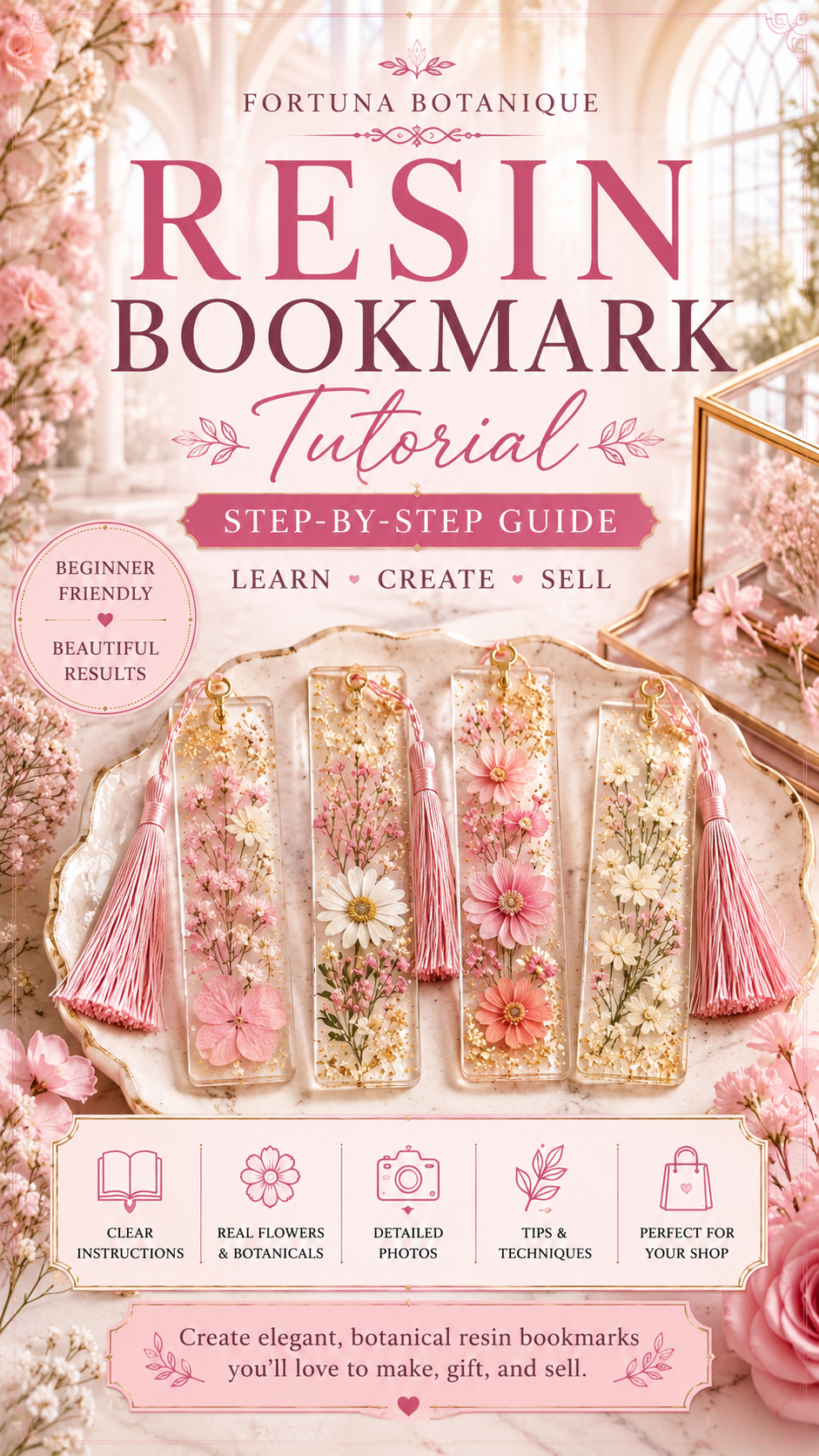 Resin Bookmark Tutorial Guide | Pressed Flower Resin Craft Workbook for Beginners