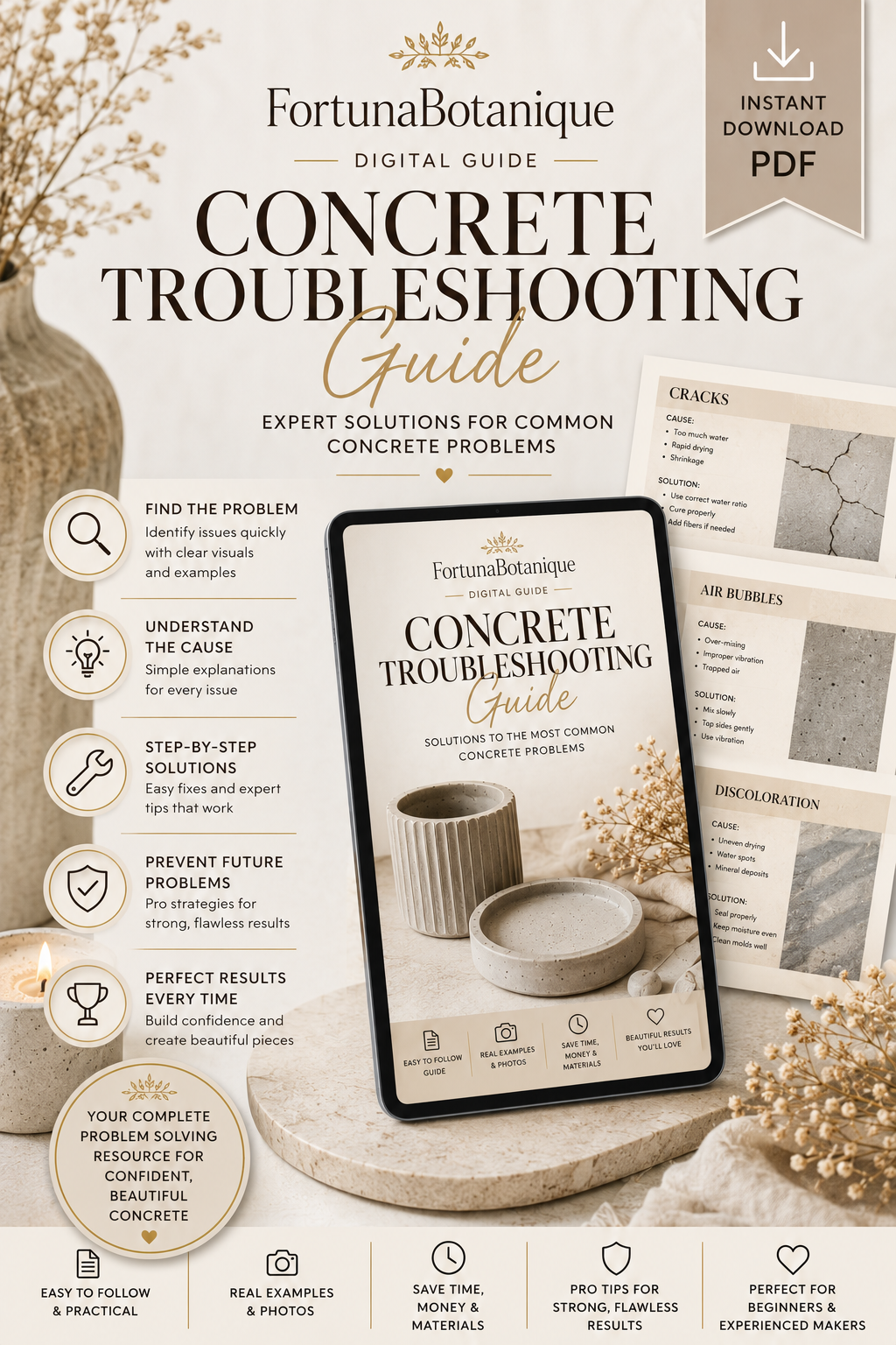 Concrete Troubleshooting Guide | Fix Common Casting Problems & Improve Your Results | Instant PDF Download