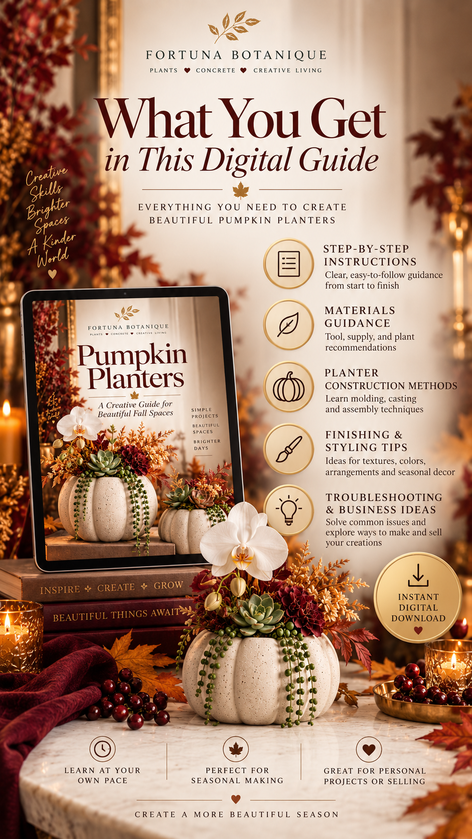 Pumpkin Concrete Planters Guide | DIY Fall Planters & Seasonal Styling