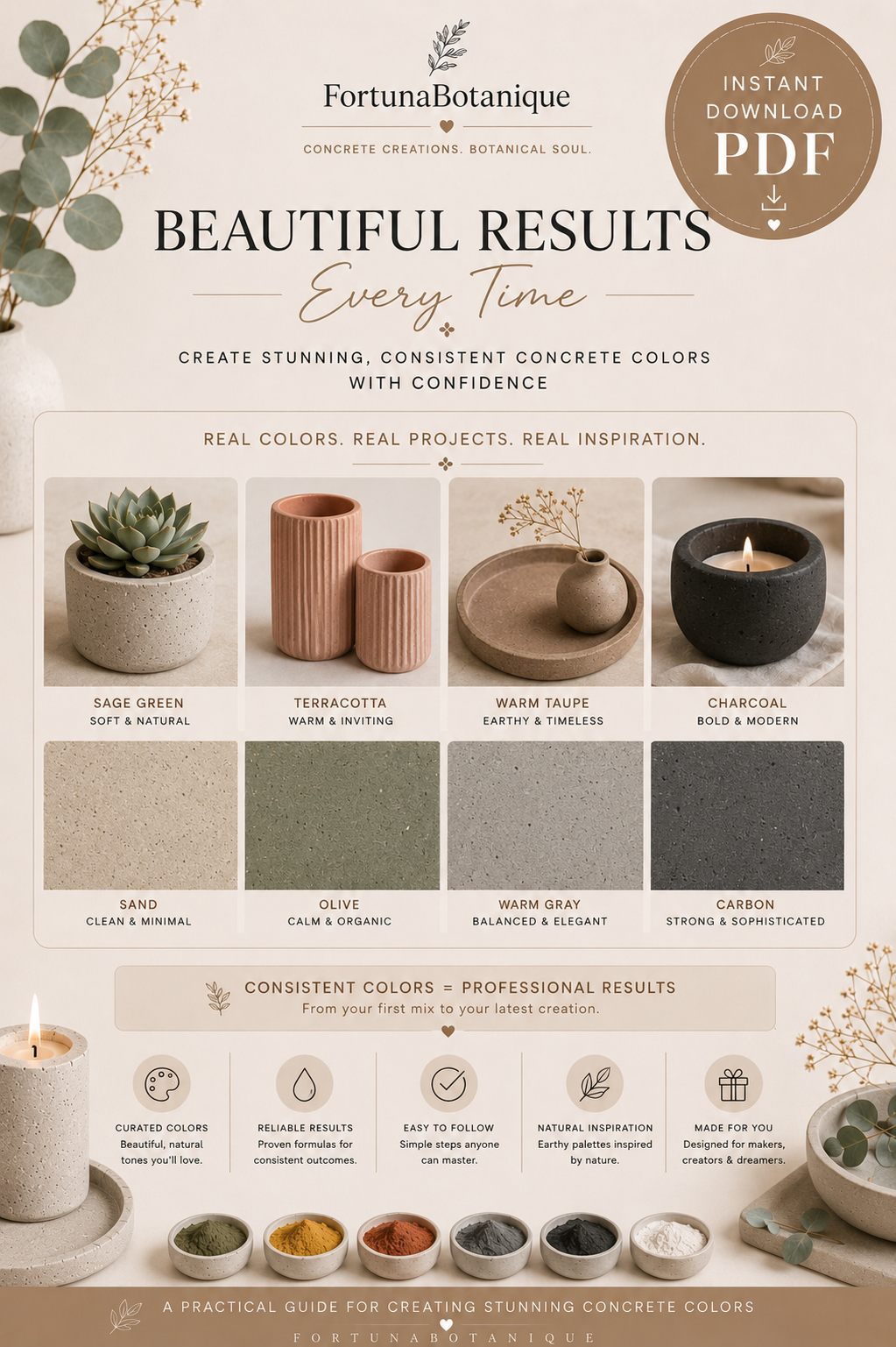 Concrete Color Mixing Guide | Create Beautiful Custom Concrete Colors | Instant PDF Download