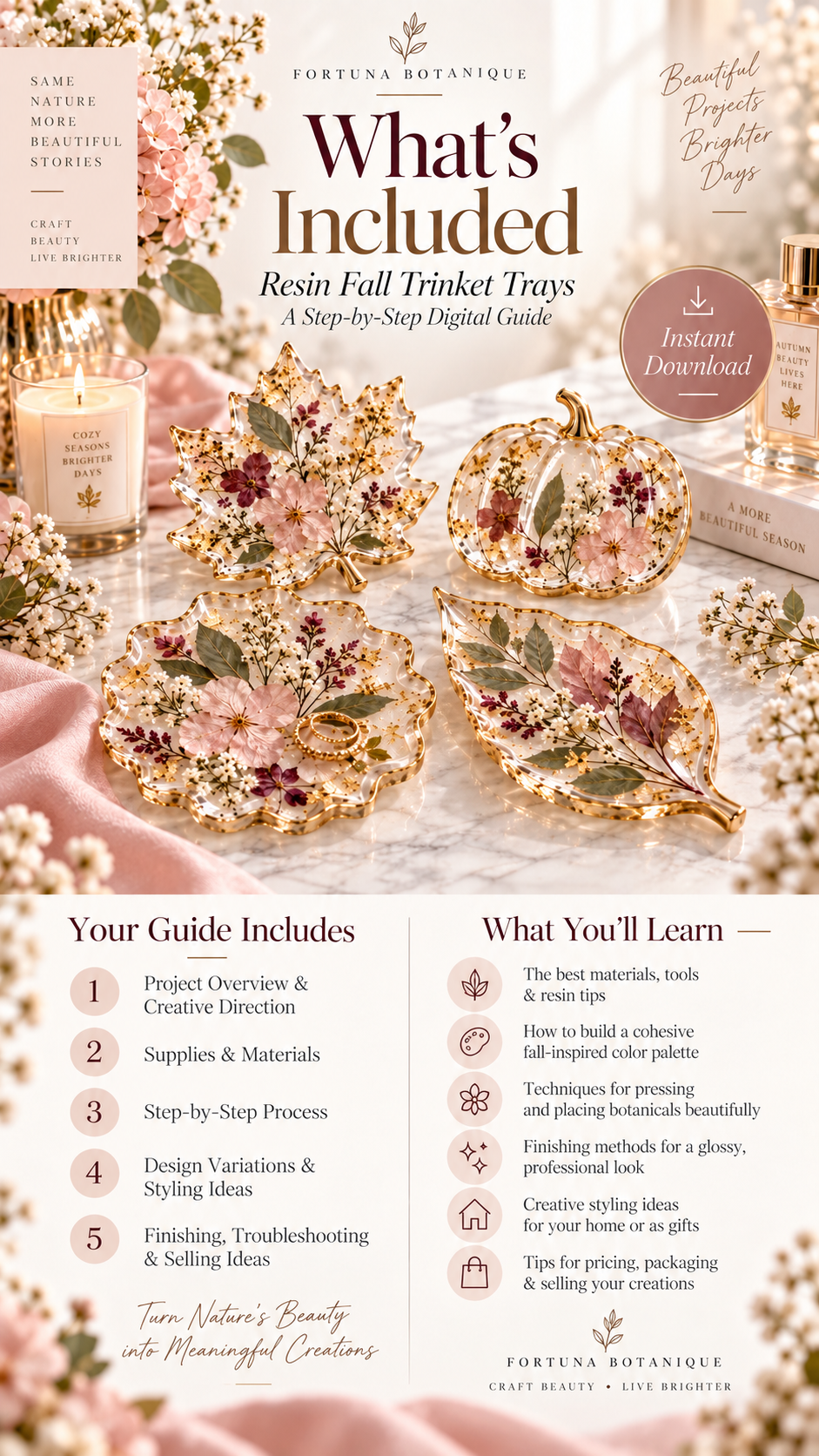 Resin Fall Trinket Trays Tutorial | Botanical Epoxy Resin Guide