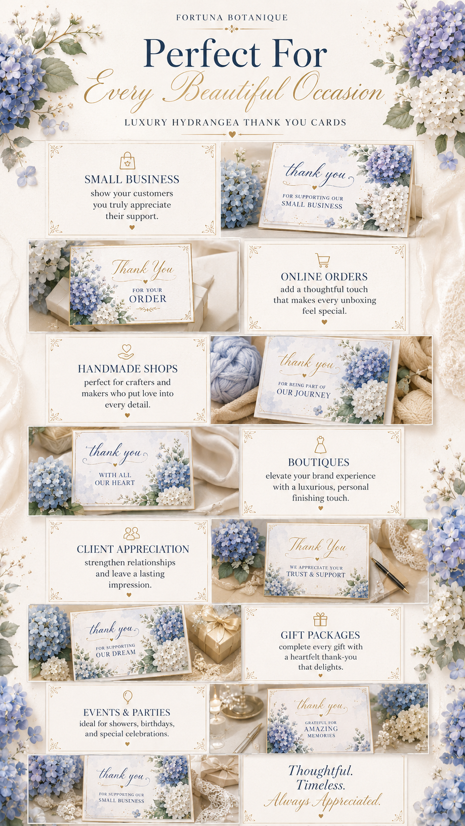 Luxury Cherry Blossom Printable Thank You Cards | 50 Small Business Cards