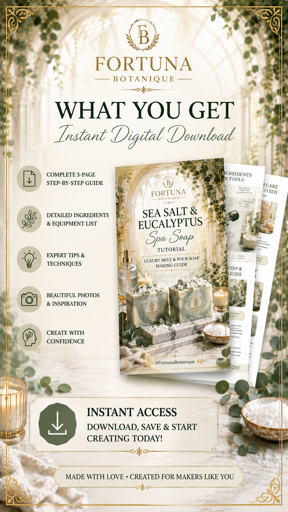 Sea Salt & Eucalyptus Spa Soap Tutorial | Luxury Melt & Pour Soap Making Guide PDF