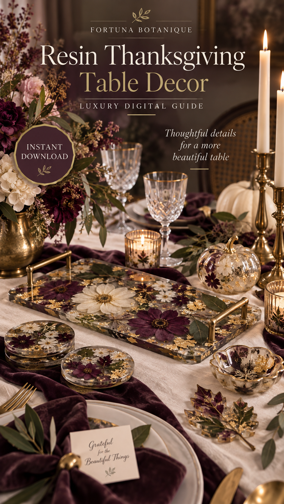 Resin Thanksgiving Table Decor Tutorial | Botanical Epoxy Resin Guide