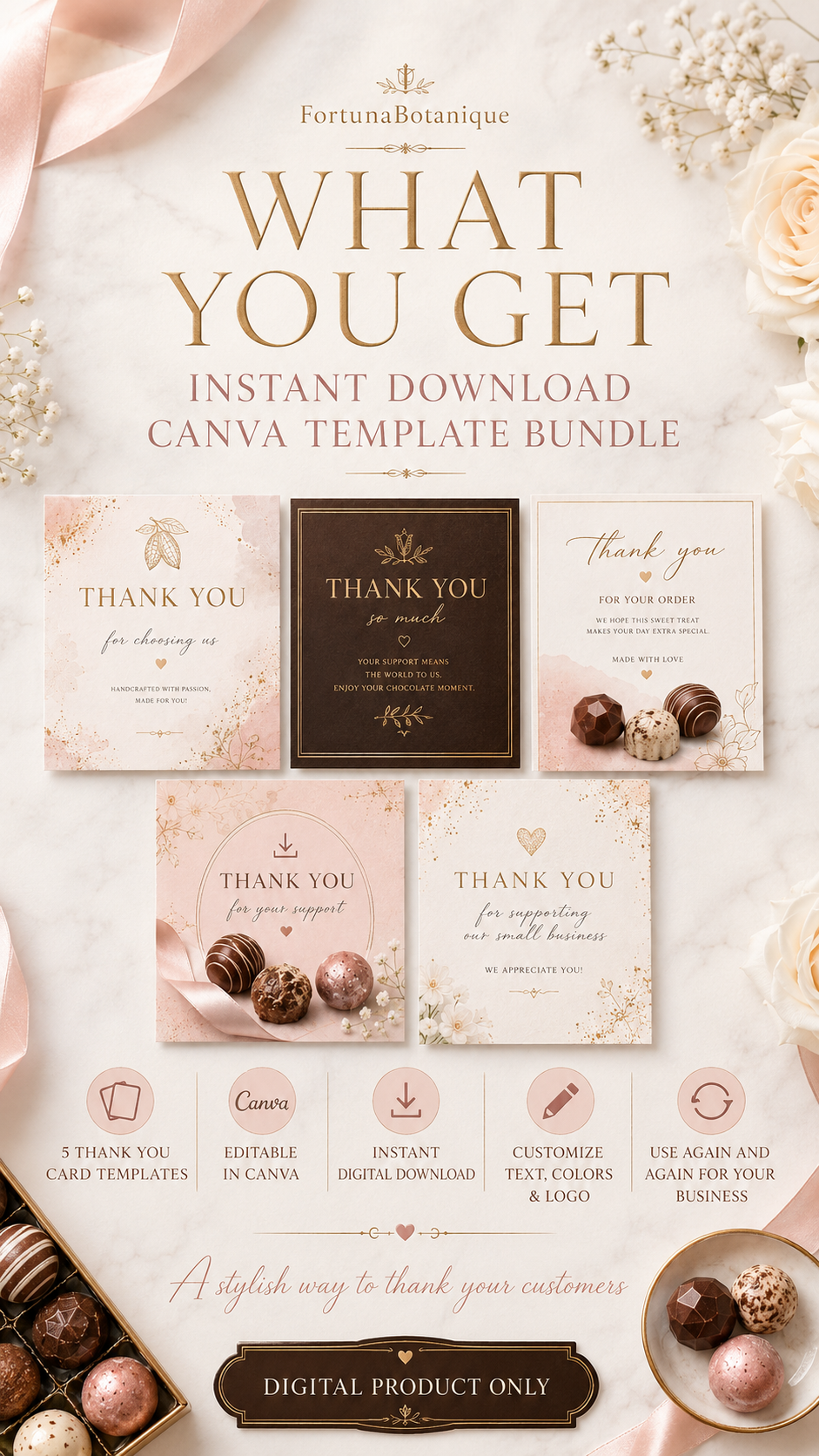50 Editable Chocolate Thank You Card Templates | Canva Small Business Packaging Inserts