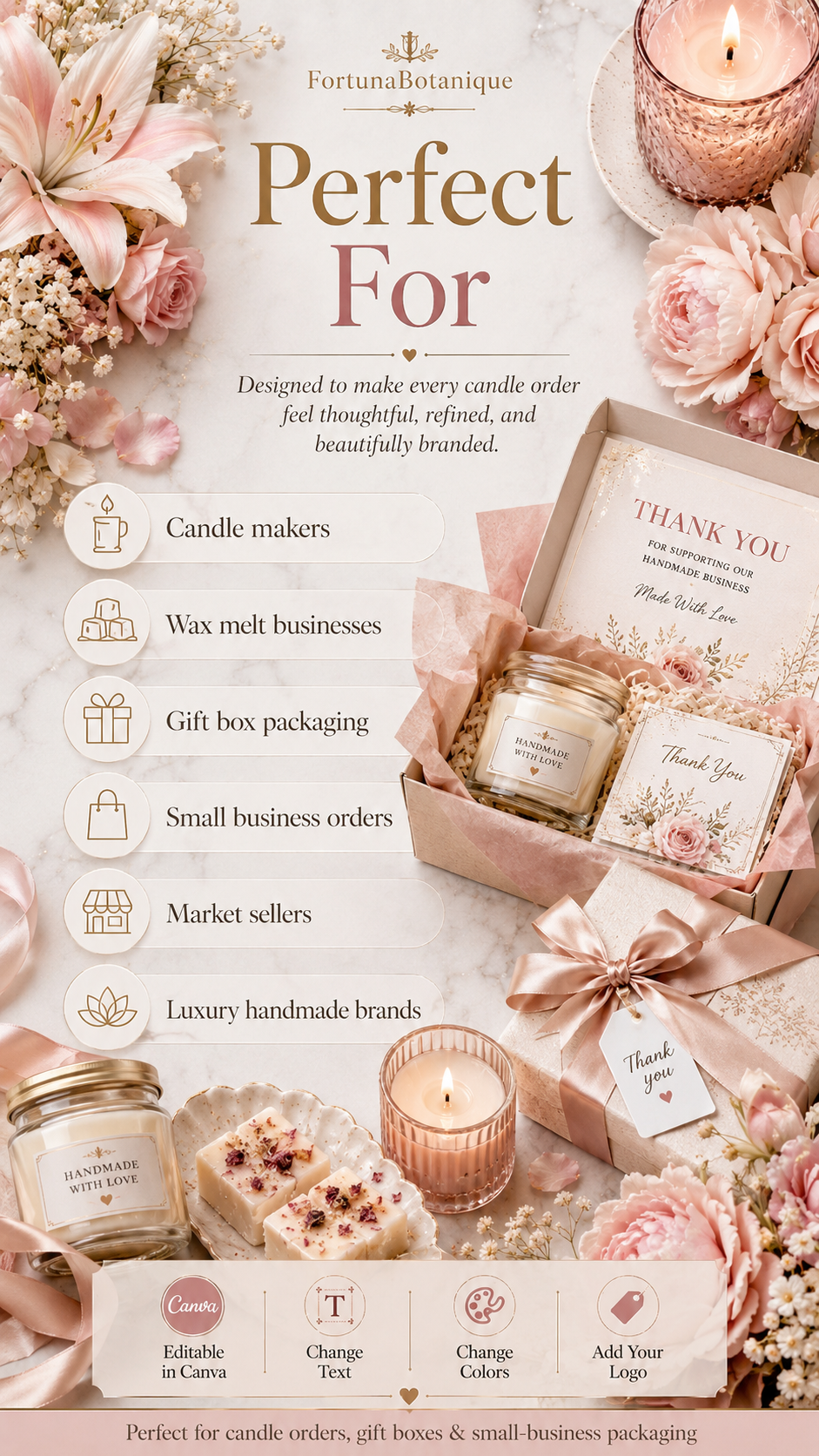 50 Editable Candle Thank You Card Templates | Canva Packaging Cards