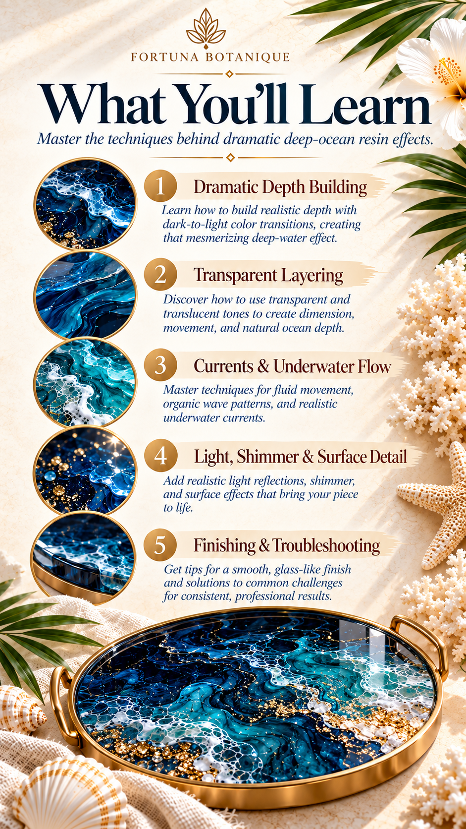 Deep Ocean Resin Effect Guide | Layered Navy & Teal Depth, Fluid Movement, White Lacing & Epoxy Resin Tutorial PDF