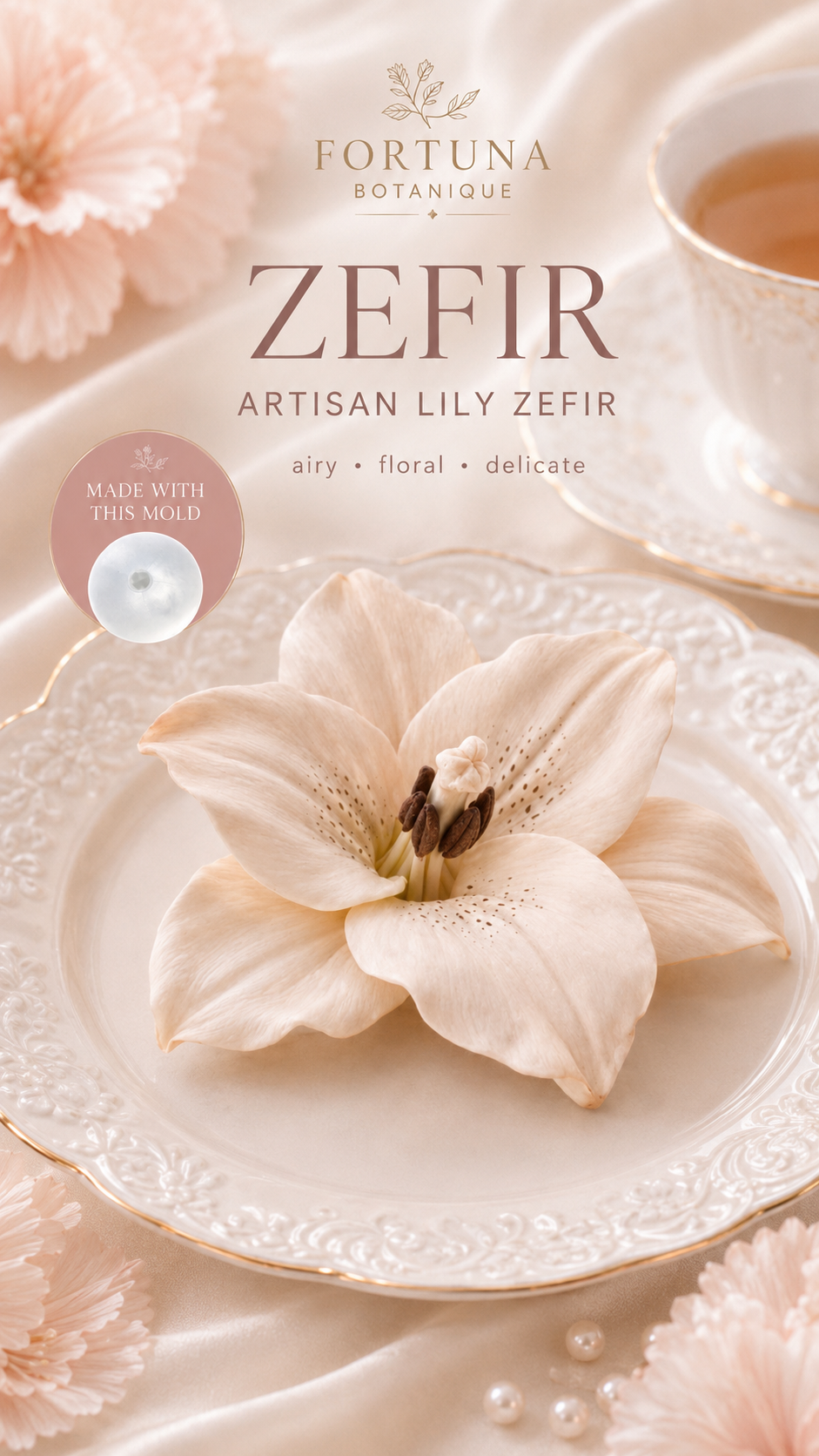 Lily Silicone Flower Mold for Soap, Candles, Resin, Chocolate & Zefir