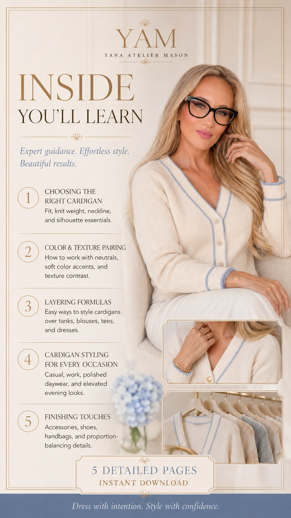 How to Style a Cardigan | Elegant Layering & Outfit Styling Guide | Digital Fashion E-Book