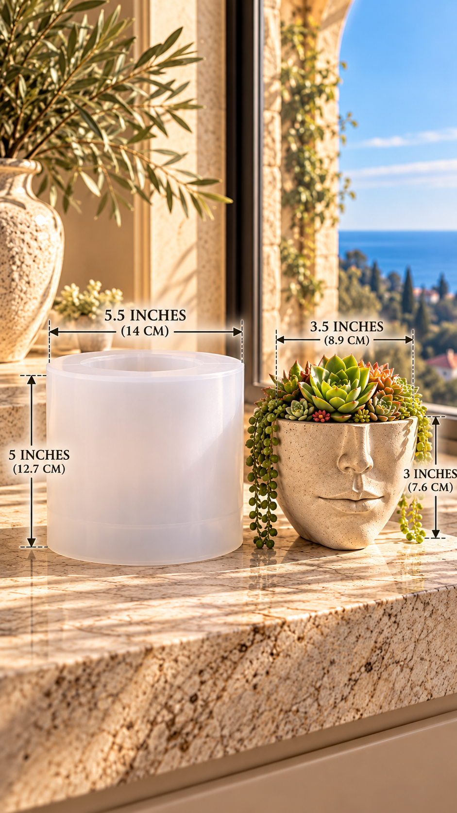 3D Face Planter Silicone Mold | Resin & Concrete Head Vase Mold