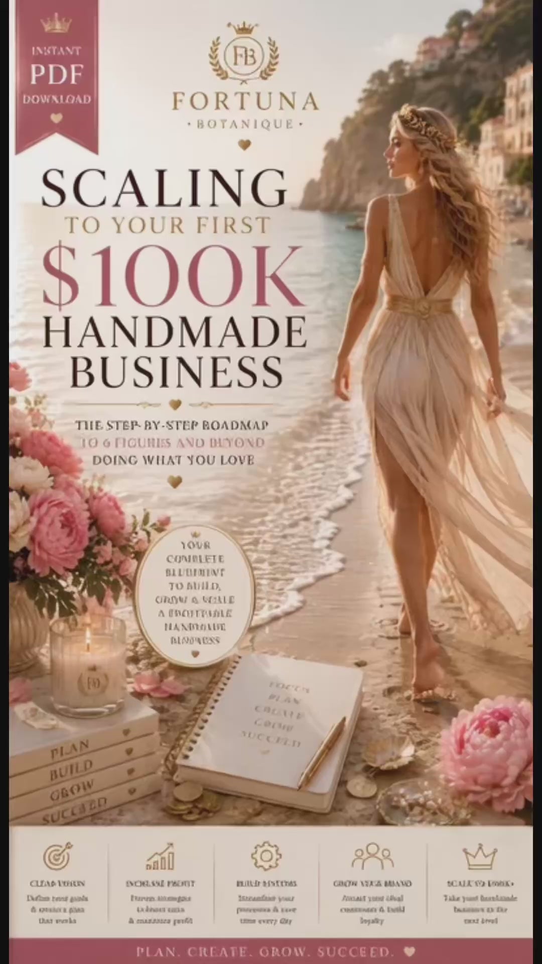 Scaling to Your First $100K Handmade Business Guide | Handmade Business Growth Workbook | Etsy & Shopify Success Planner | Digital PDF Download