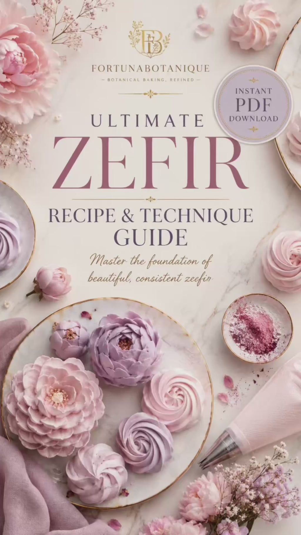 Ultimate Zefir Recipe & Technique Guide | Floral Marshmallow Recipe, Piping Basics & Troubleshooting PDF