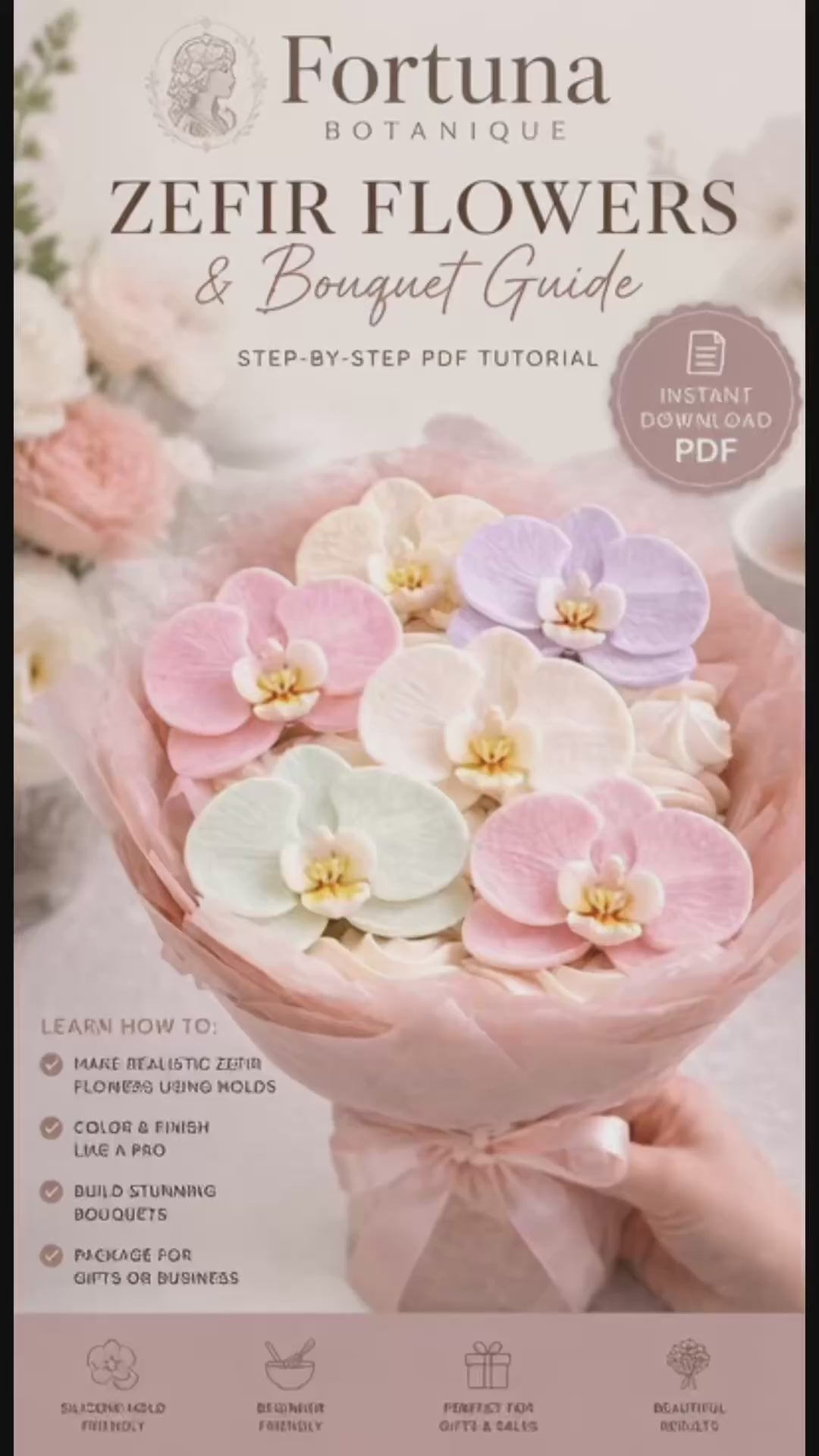 Luxury Zefir Bouquet Guide | Floral Marshmallow Bouquet Tutorial | Instant PDF Download