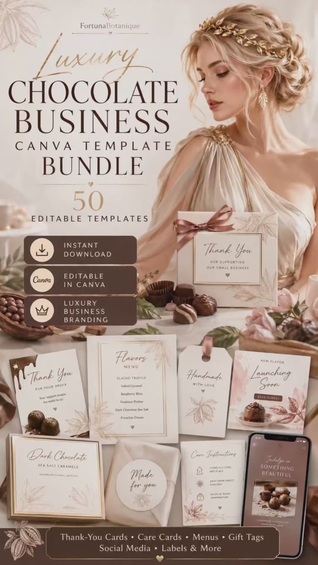 Luxury Chocolate Business Canva Templates | 50 Editable Designs