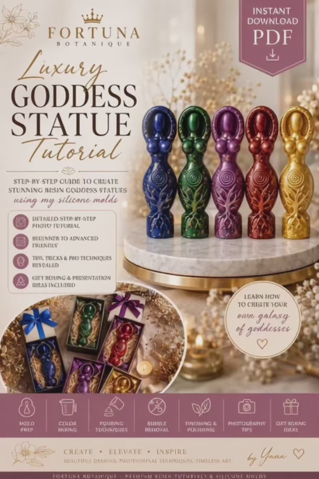 Luxury Goddess Statue Tutorial PDF | DIY Goddess Figurine Guide | Resin Statue Tutorial | Home Decor Craft | Instant Digital Download