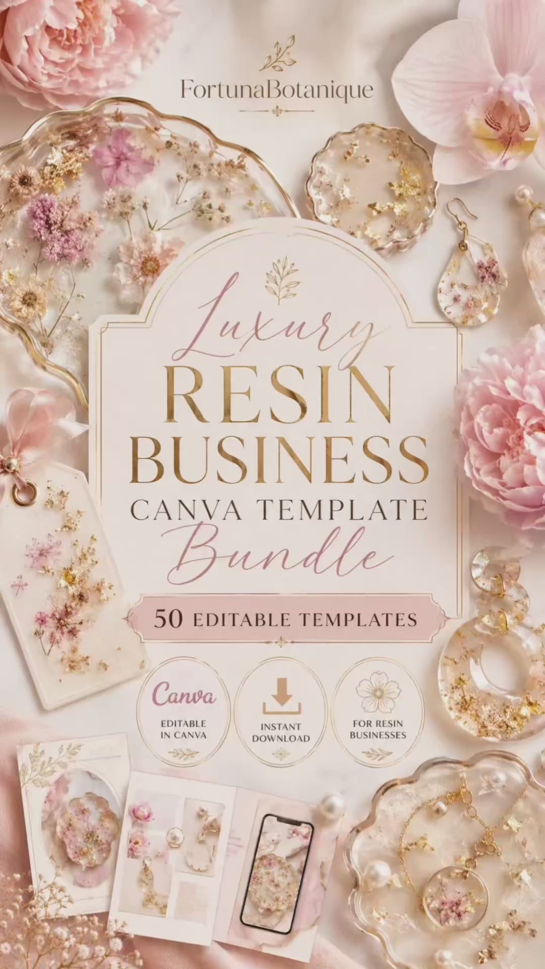 Luxury Resin Business Canva Templates | 50 Editable Designs