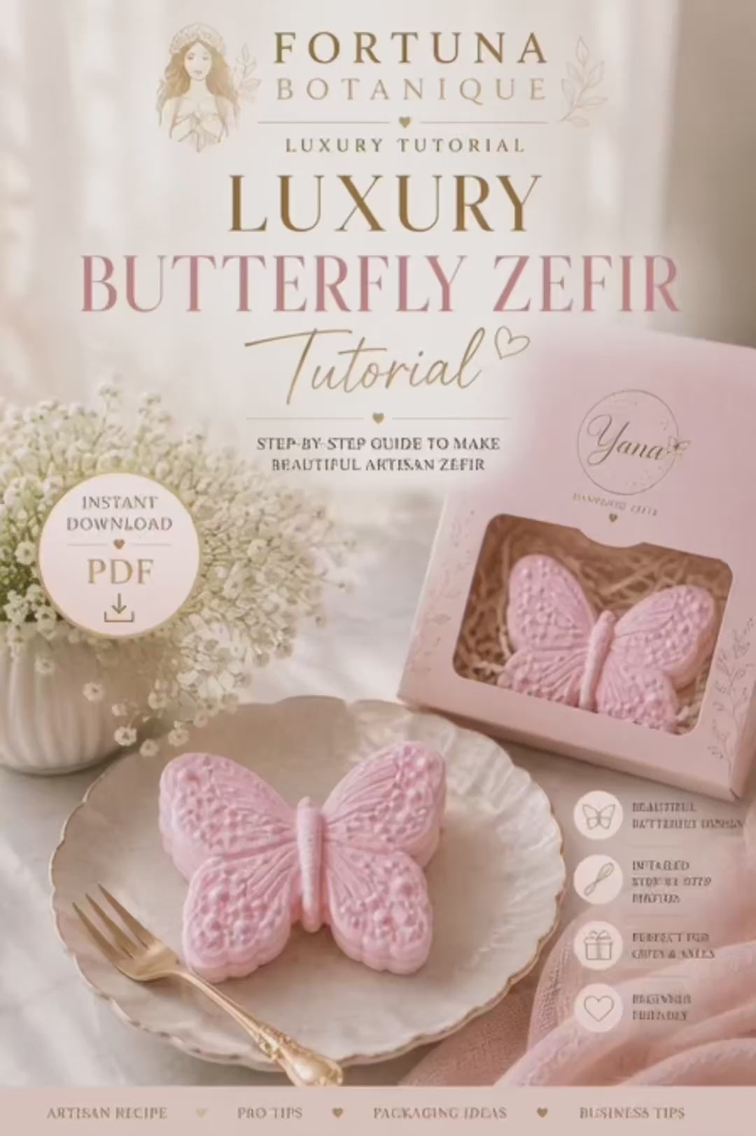 Luxury Butterfly Zefir Tutorial | Marshmallow Flower Decorating Guide | Instant PDF Downloa
