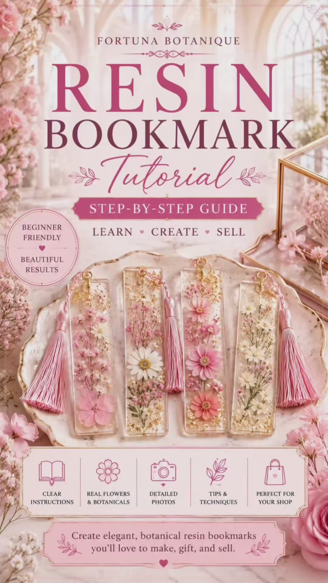 Resin Bookmark Tutorial Guide | Pressed Flower Resin Craft Workbook for Beginners