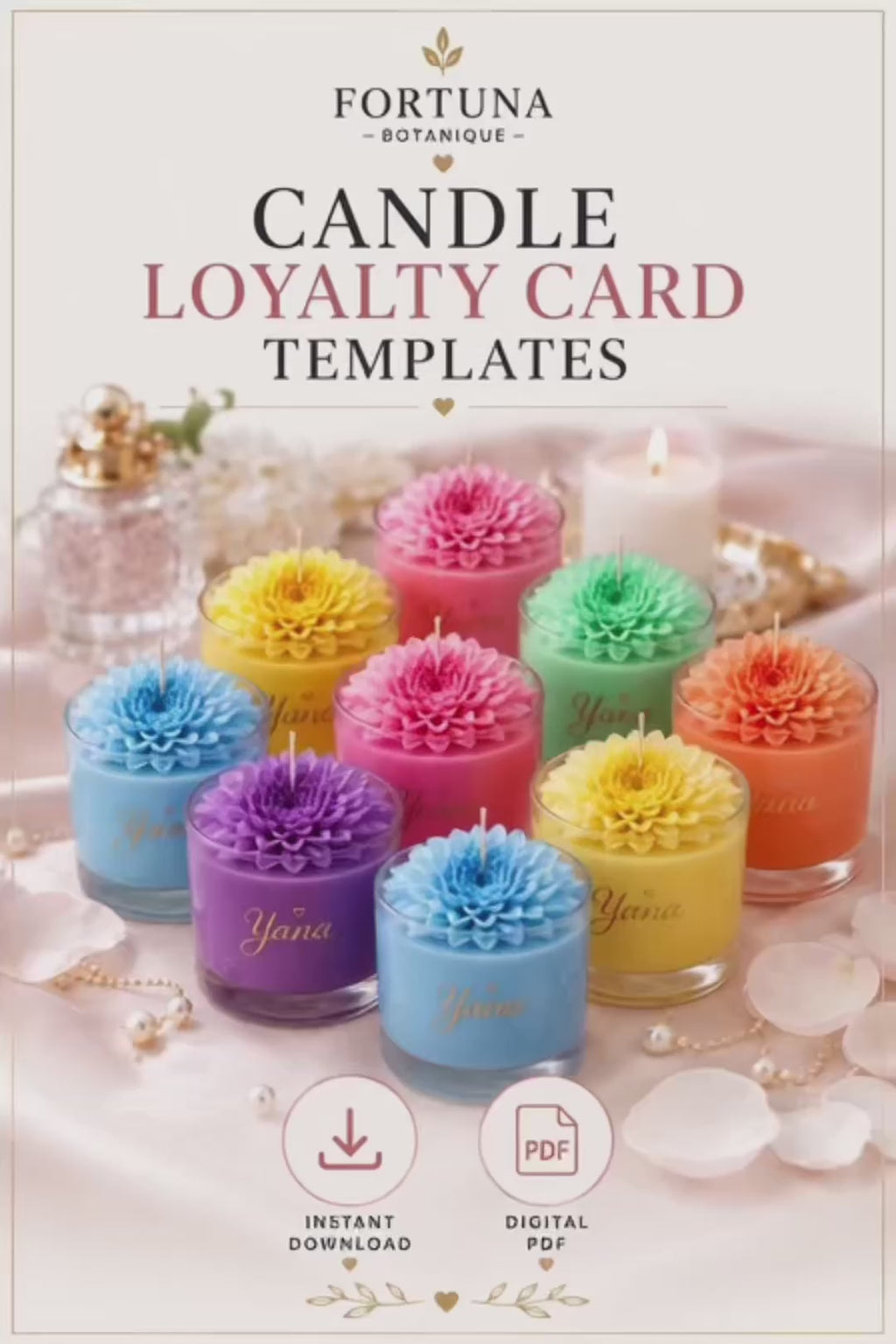Luxury Candle Loyalty Card Templates | Printable Rewards Cards | Small Business Marketing | Editable PDF | Instant Download