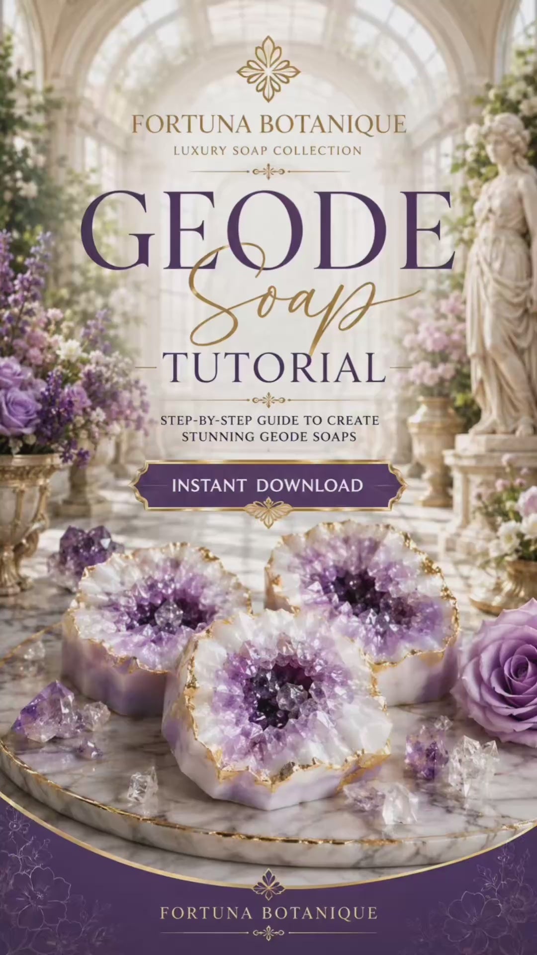 Geode Soap Tutorial | Luxury Melt & Pour Soap Making Guide | Digital PDF Download | Crystal Soap Design Class | Beginner to Advanced