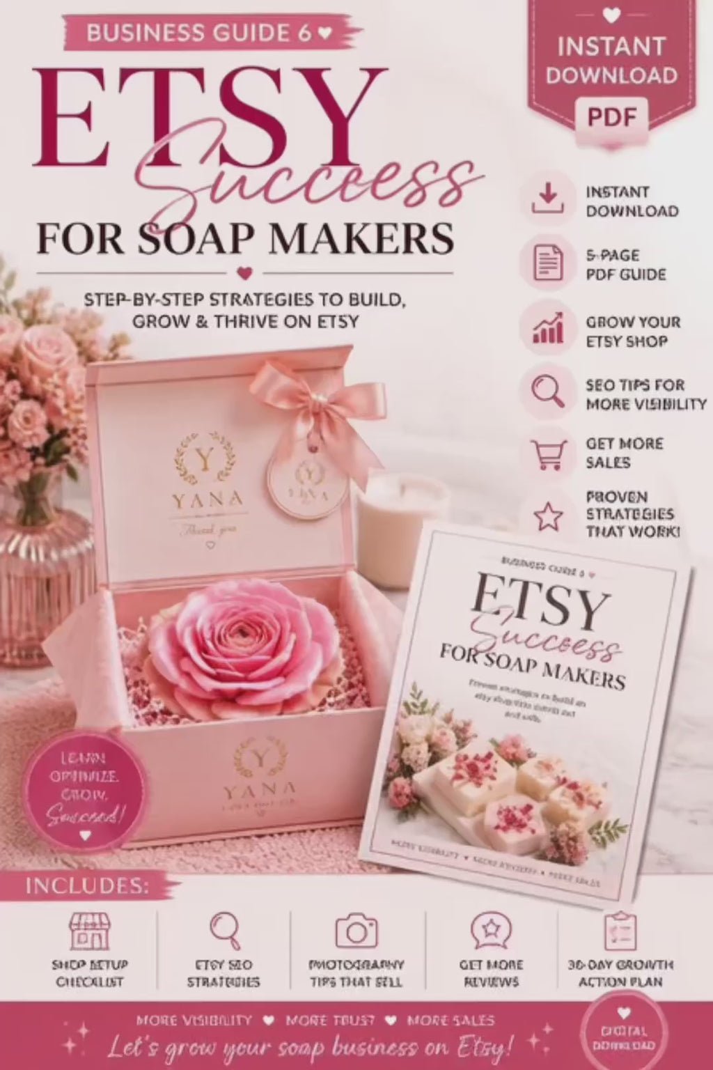 Etsy Success for Soap Makers | Complete Etsy Business Guide for Handmade Soap Sellers | SEO, Branding, Photography & Sales Strategy PDF