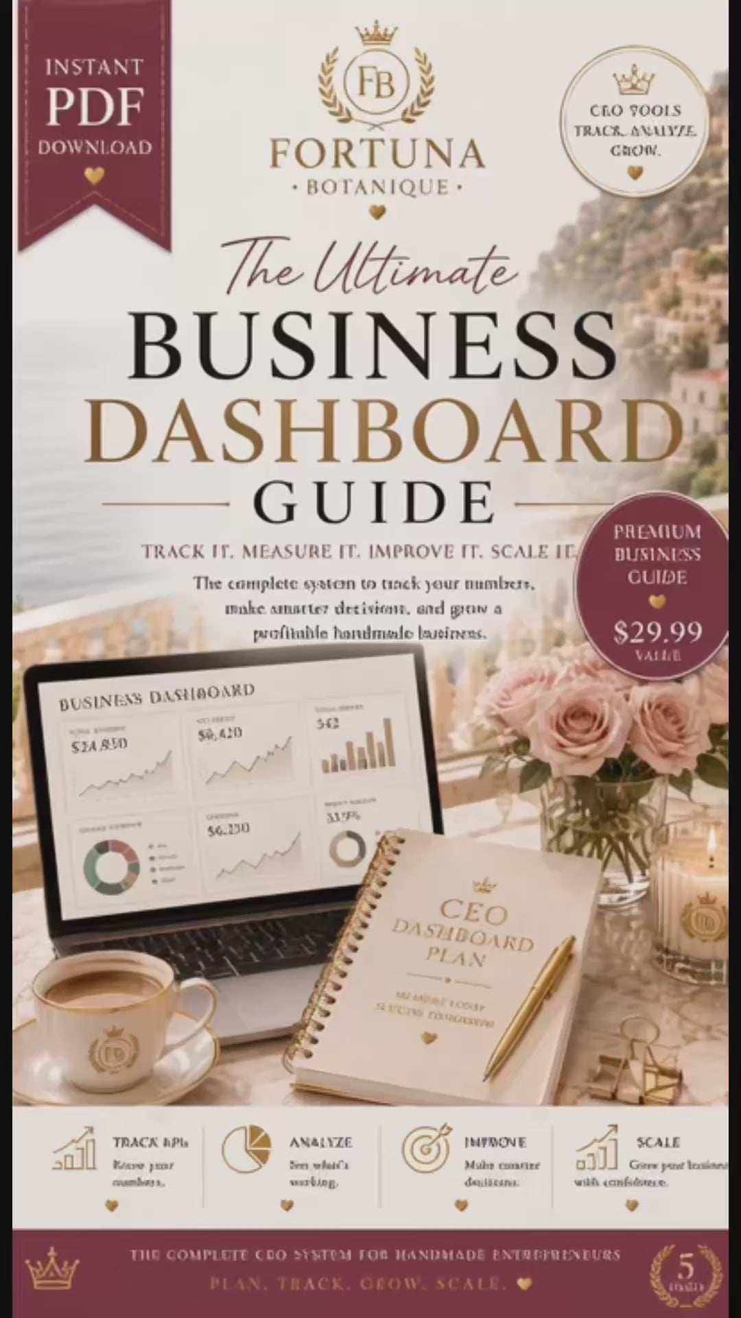 The Ultimate Business Dashboard Guide | KPI Tracker PDF | Business Dashboard | Etsy Seller Planner | Shopify Business Guide | Handmade Business Workbook
